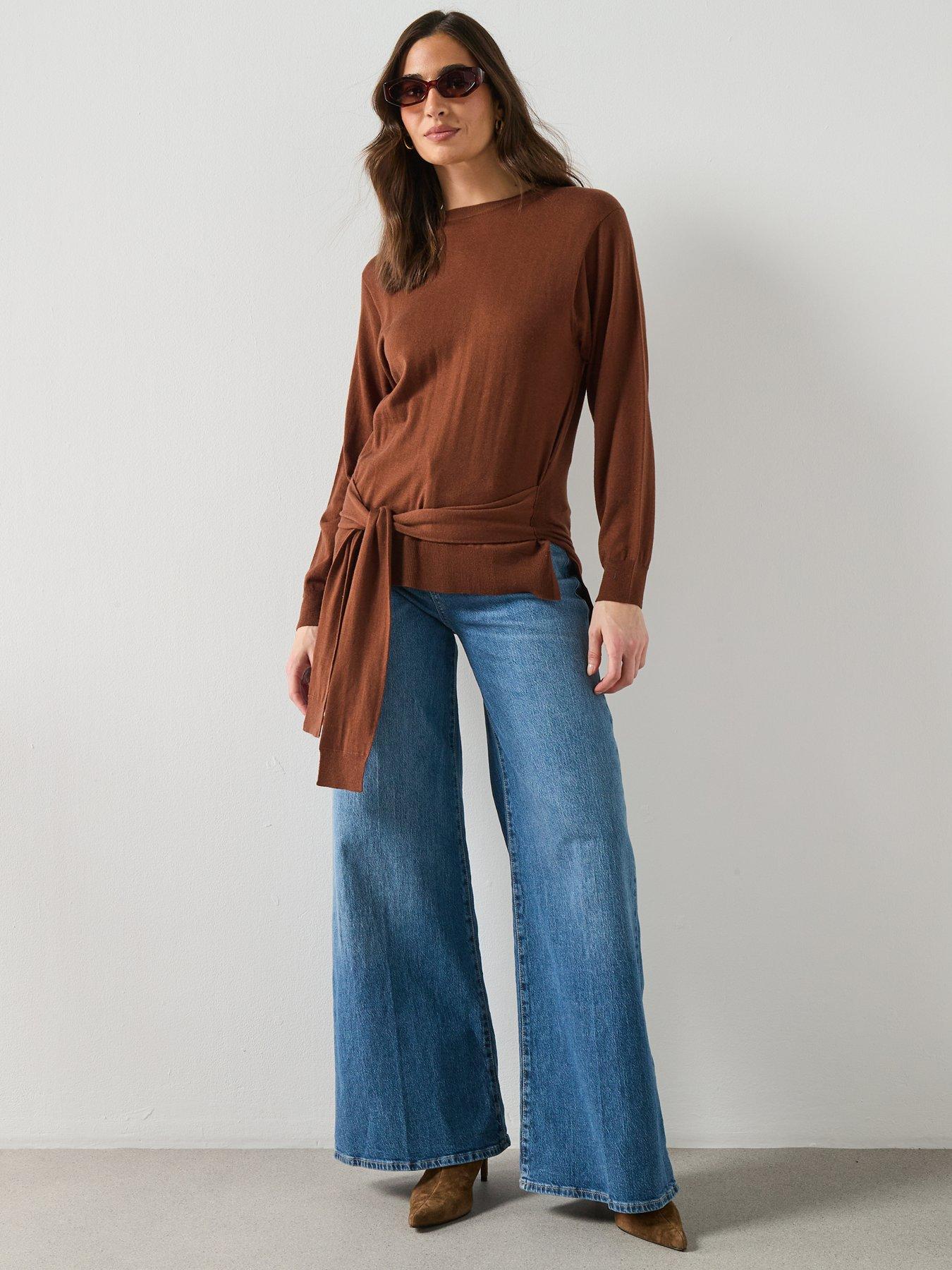 Image 3 of 6 of Mango Wool Blend Knot Sweater - Brown