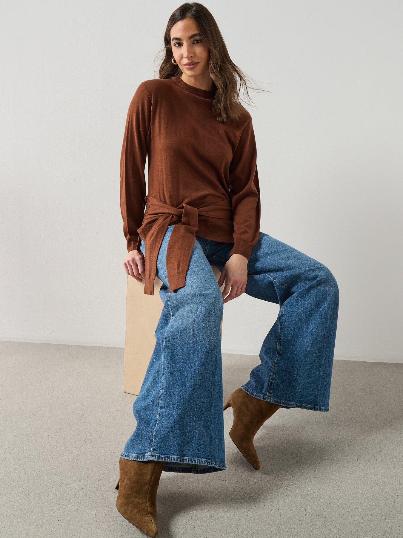 Image 4 of 6 of Mango Wool Blend Knot Sweater - Brown