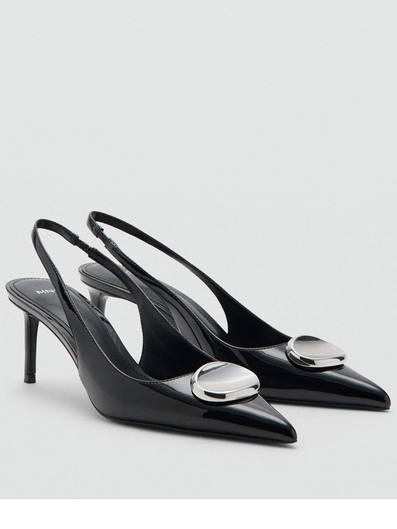 Mango Patent Leather High-heeled Shoes With Metal Detail - Black