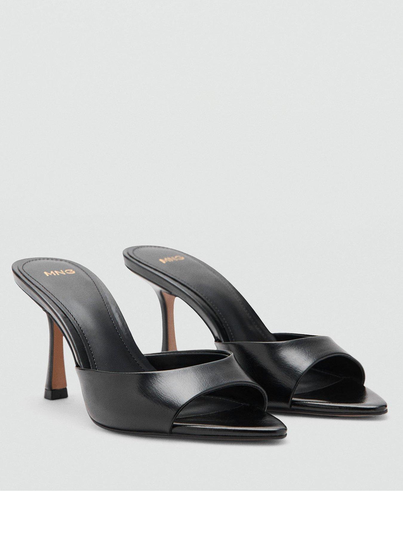 Mango Pointed Heel Sandals - Black