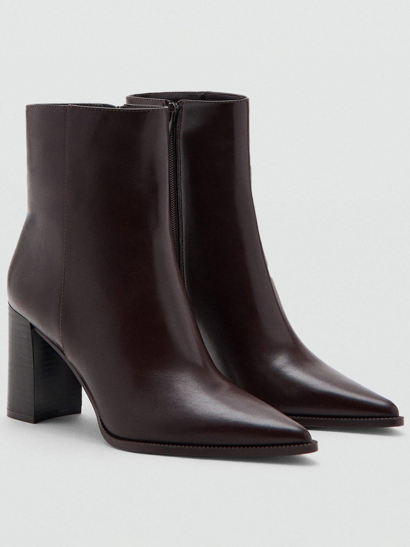 Mango: Ankle Boots With Block Heel - Brown