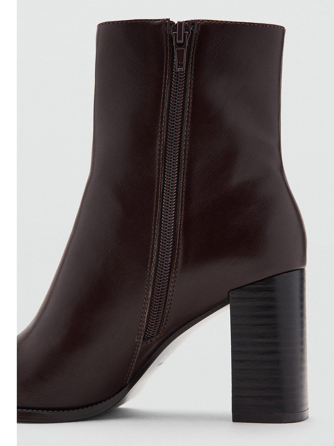 Mango Ankle Boots With Block Heel - Brown | Very