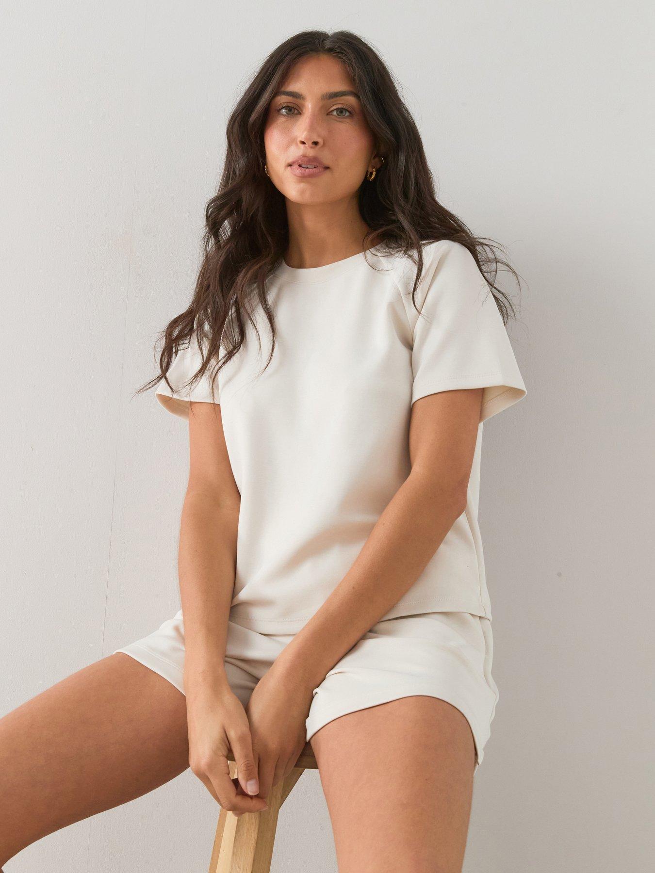 Image 4 of 6 of The Very Collection Short Sleeve Modal T-Shirt Co-Ord - Cream