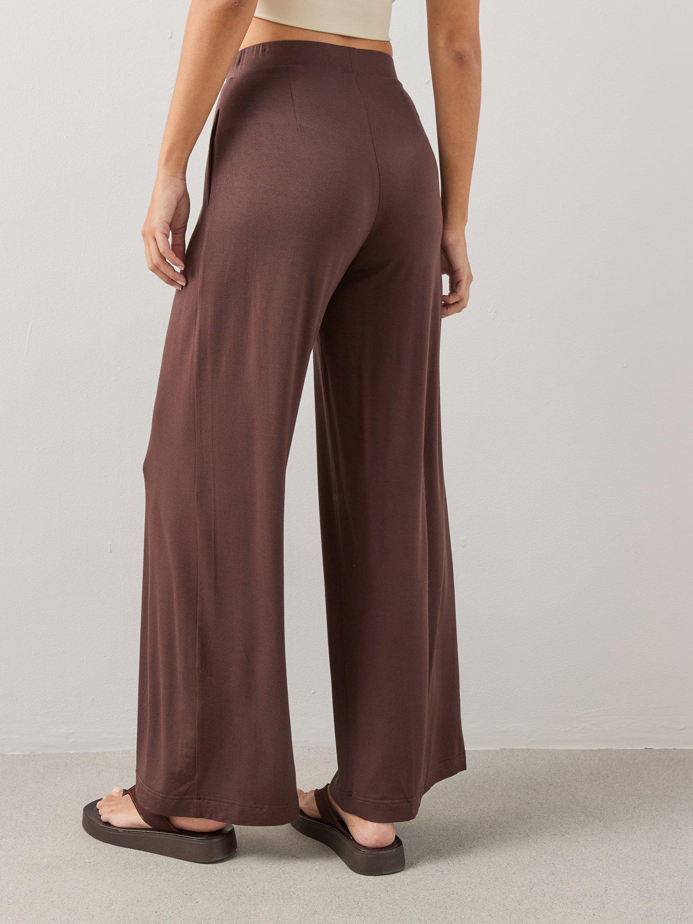 Image 2 of 7 of The Very Collection Wide Leg Stretch Trouser - Brown