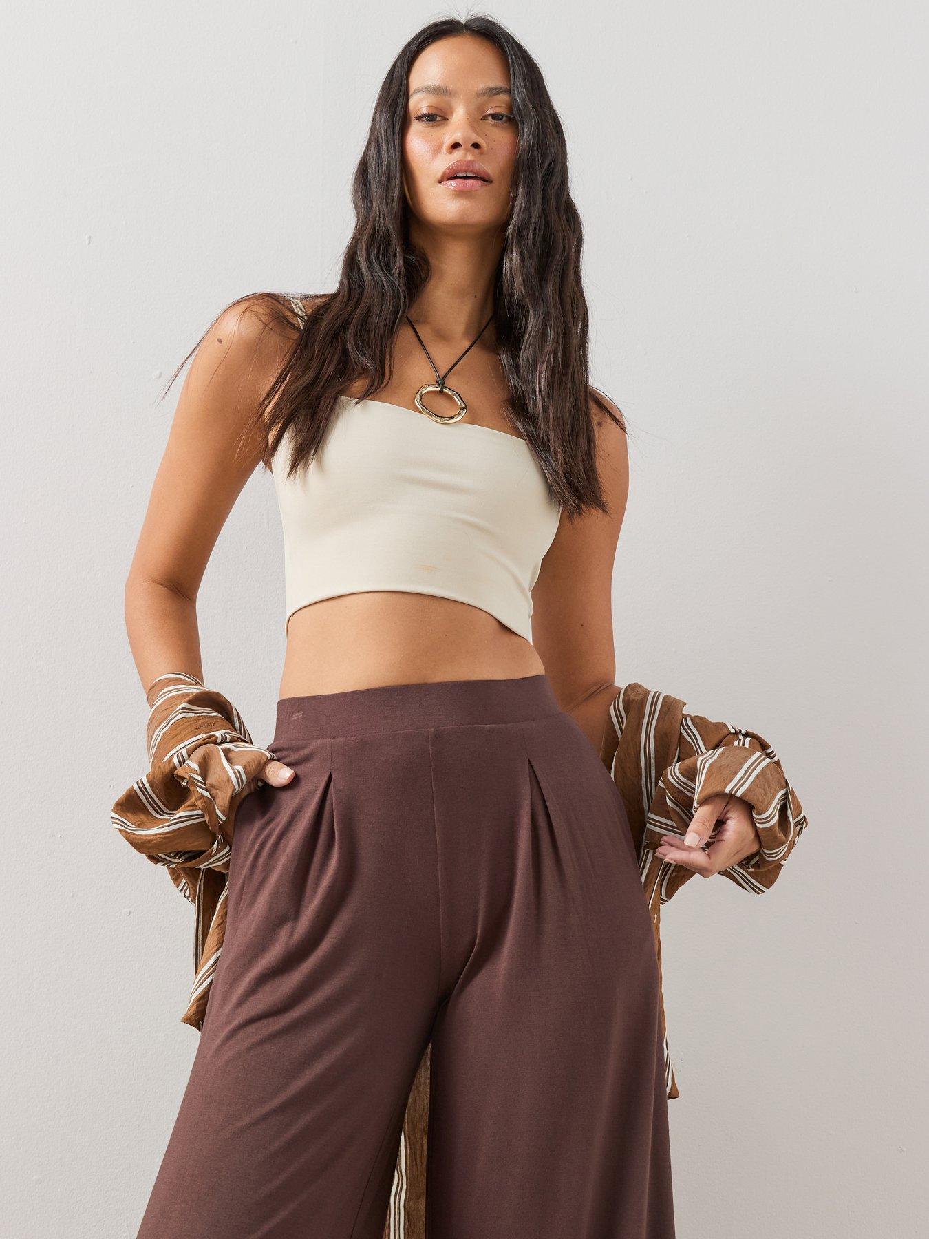 Image 5 of 7 of The Very Collection Wide Leg Stretch Trouser - Brown