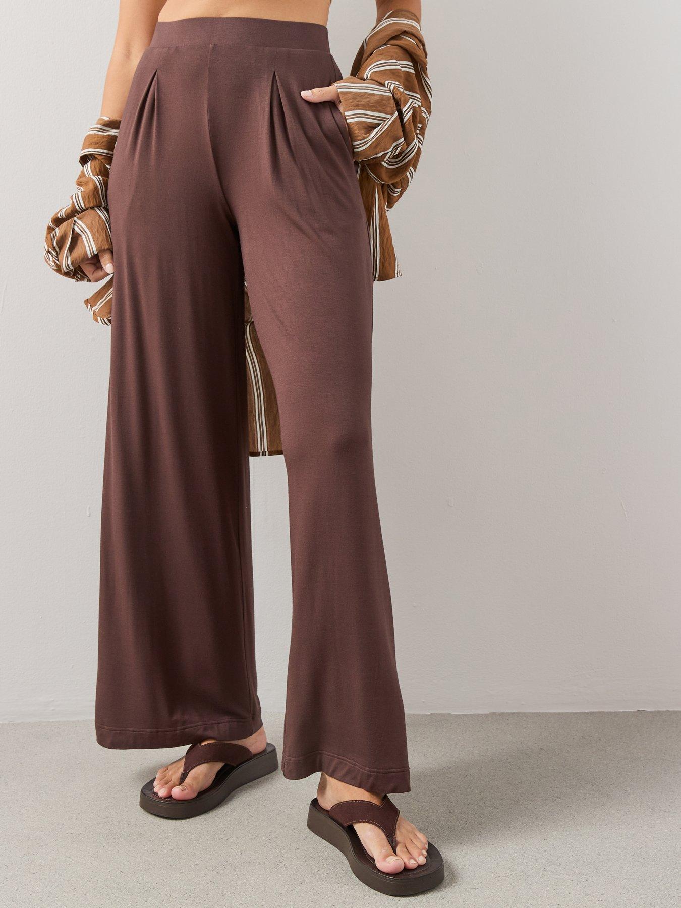 Image 6 of 7 of The Very Collection Wide Leg Stretch Trouser - Brown