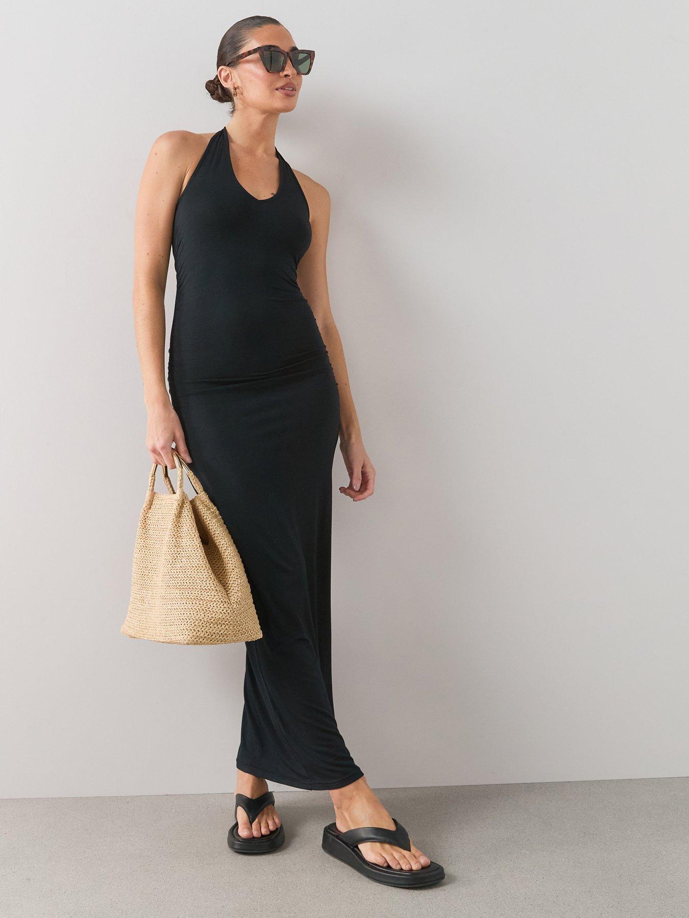 The Very Collection Stretch Halter Maxi Dress - Black