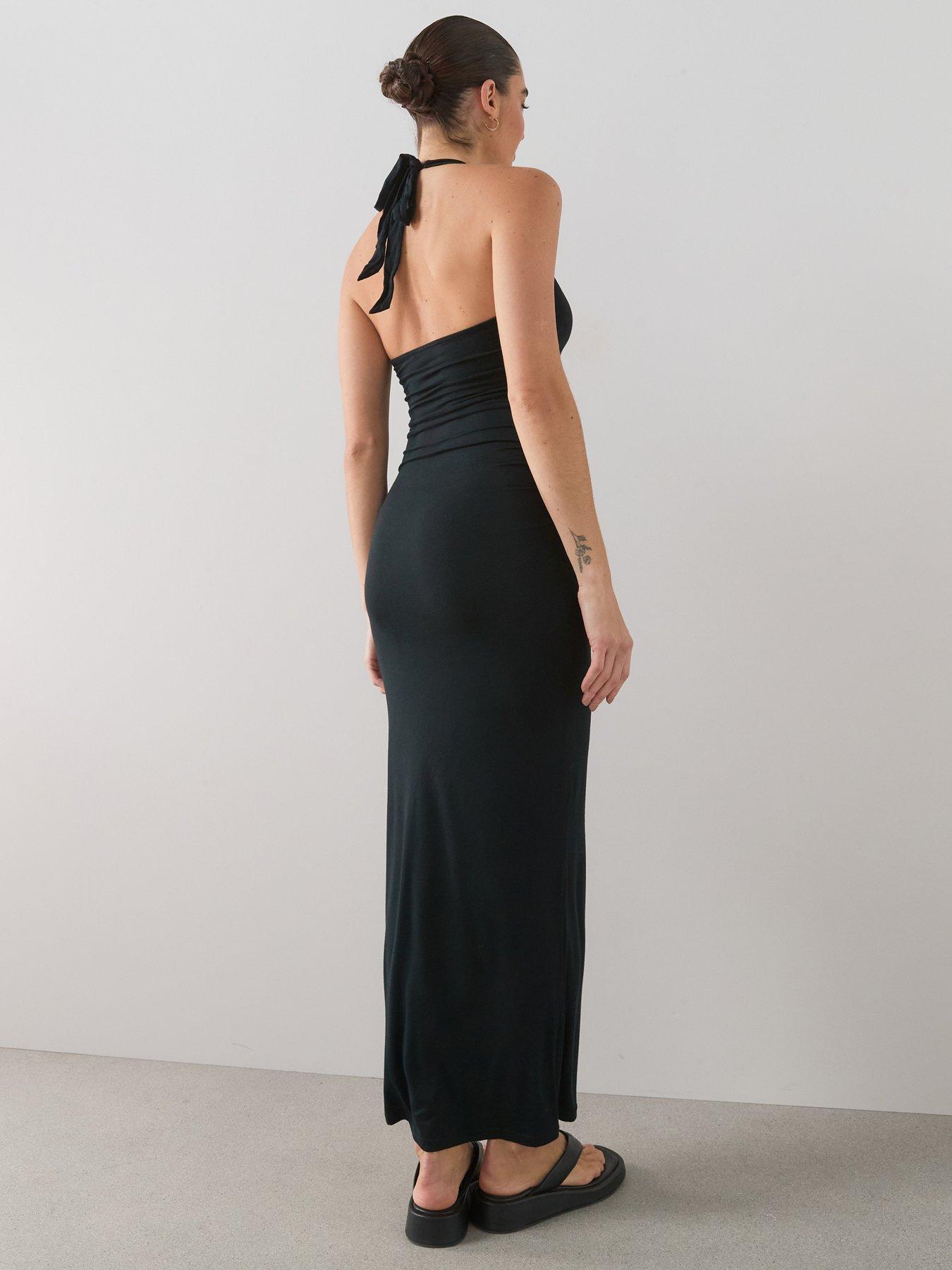 Image 2 of 7 of The Very Collection Stretch Halter Maxi Dress - Black