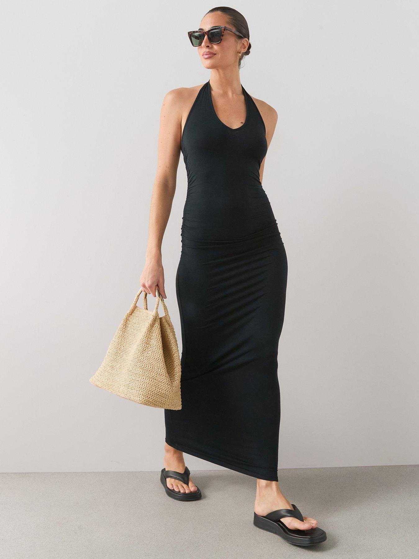 Image 3 of 7 of The Very Collection Stretch Halter Maxi Dress - Black