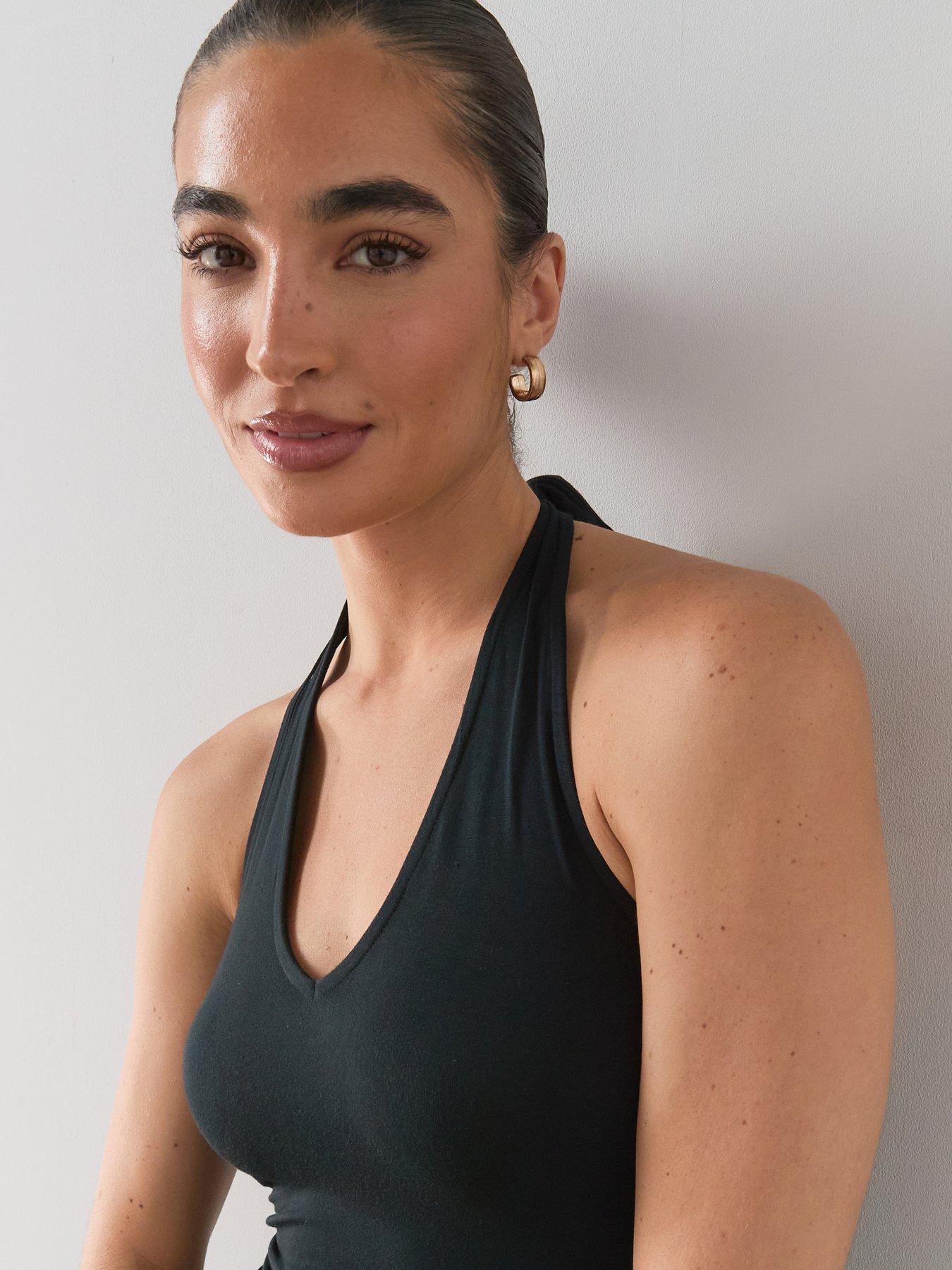 Image 4 of 7 of The Very Collection Stretch Halter Maxi Dress - Black