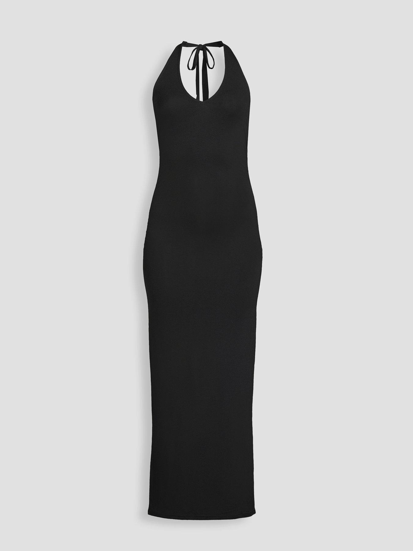 Image 7 of 7 of The Very Collection Stretch Halter Maxi Dress - Black