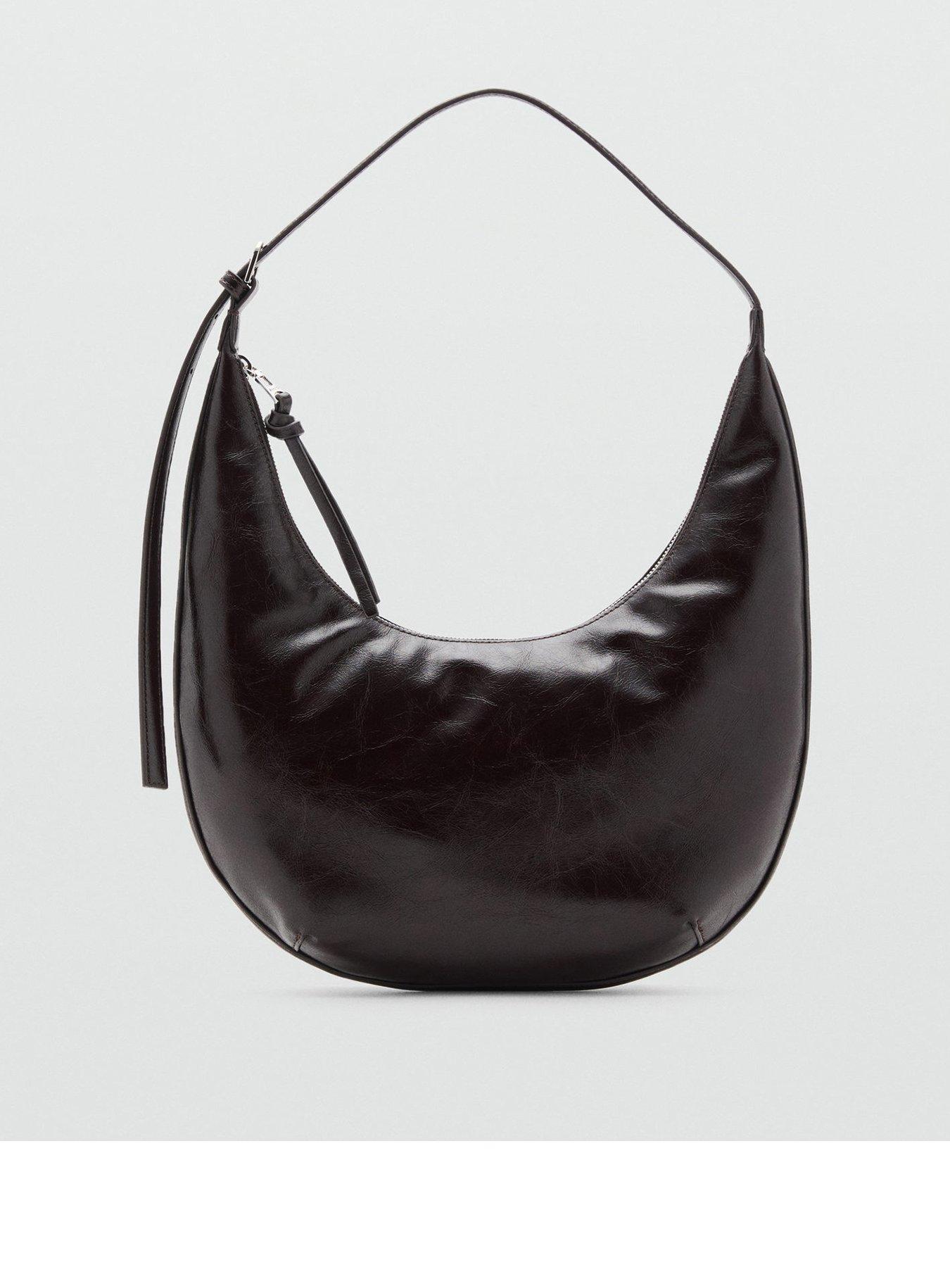 Mango Medium Oval Shoulder Bag- Brown