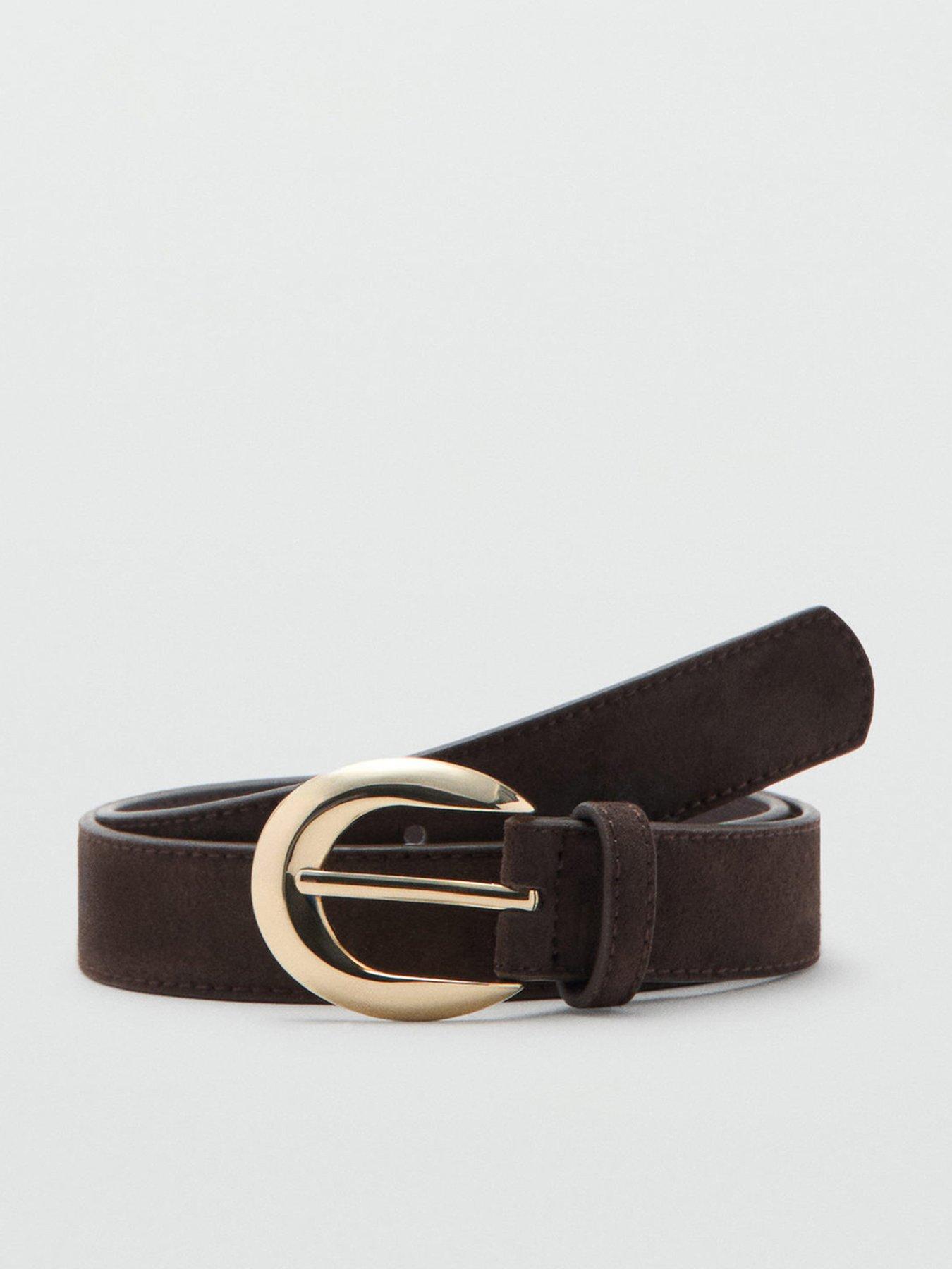 Mango Leather Belt With Oval Buckle - Brown
