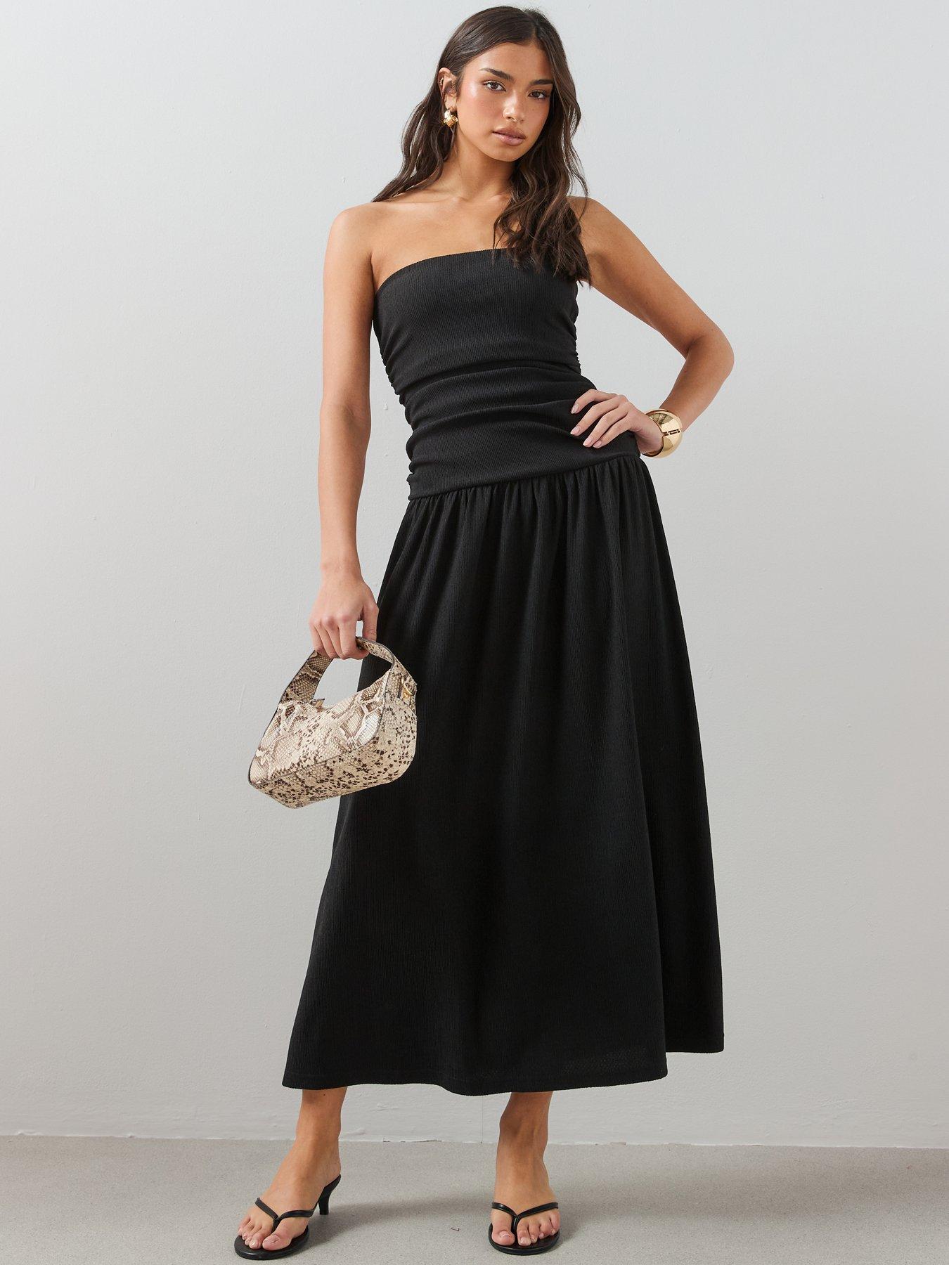 The Very Collection Ruched Bandeau Crinkle Midaxi Dress