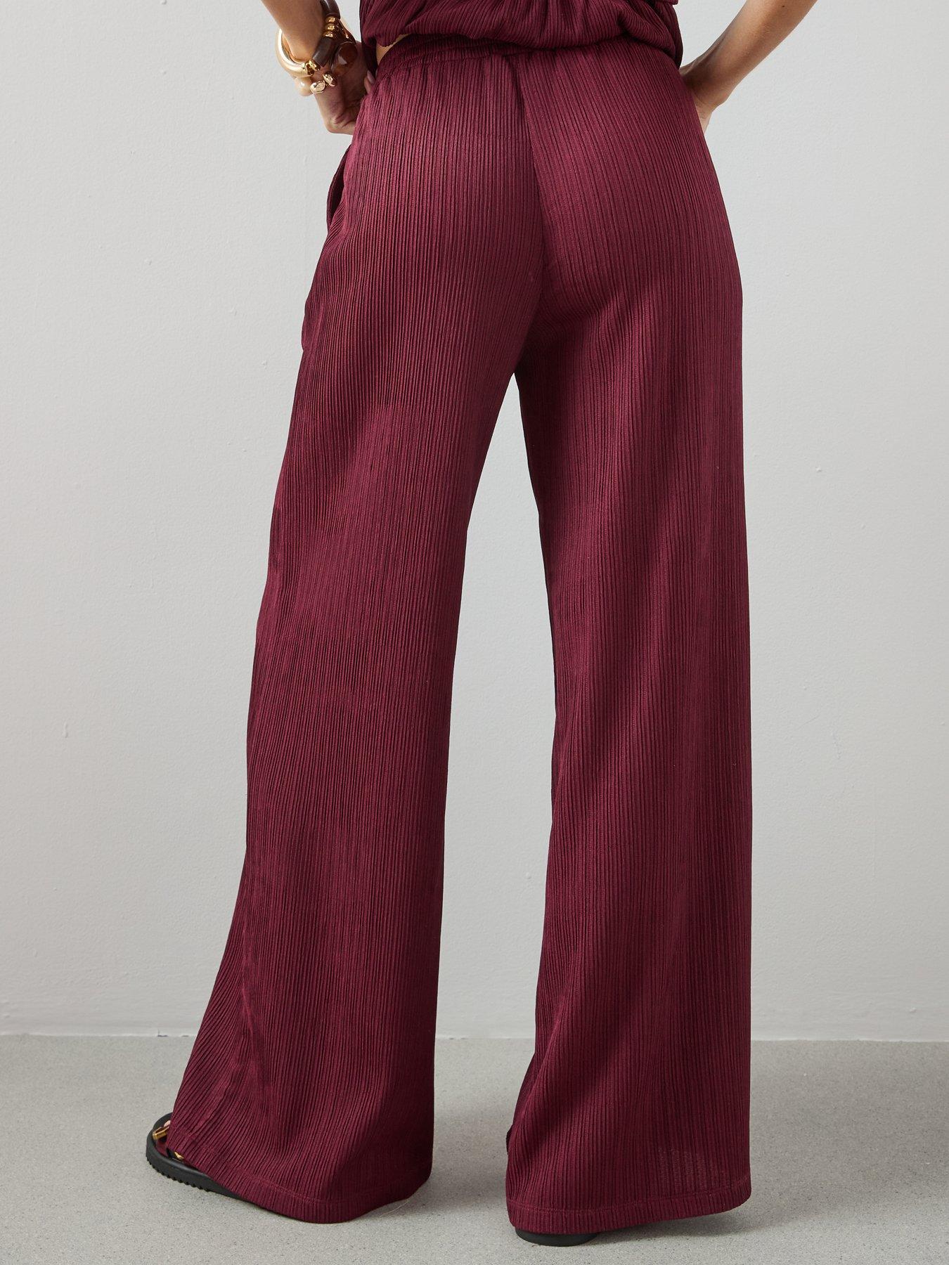 Image 2 of 7 of The Very Collection Texture Wide Leg Trouser Co-Ord - Red