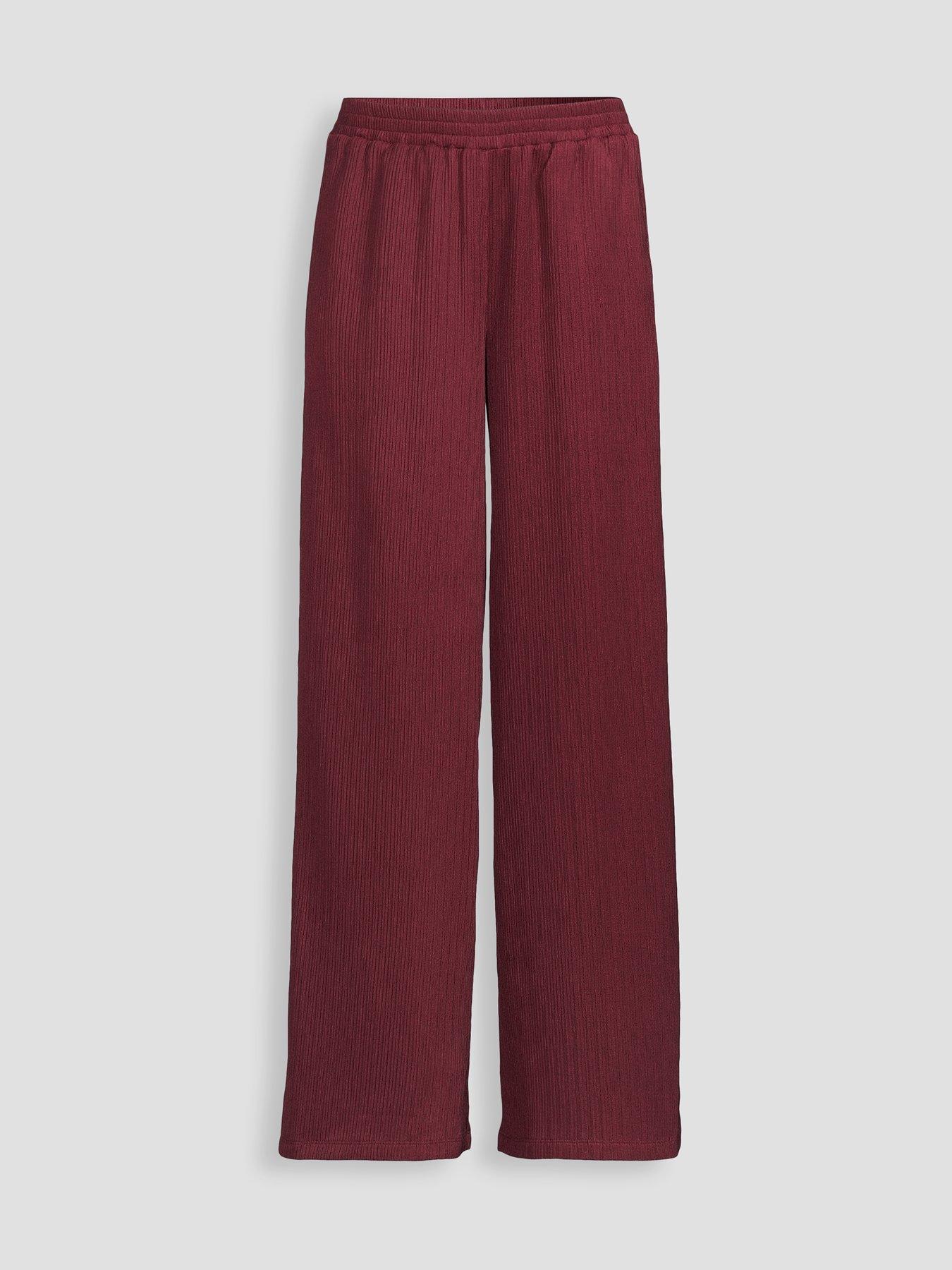Image 7 of 7 of The Very Collection Texture Wide Leg Trouser Co-Ord - Red