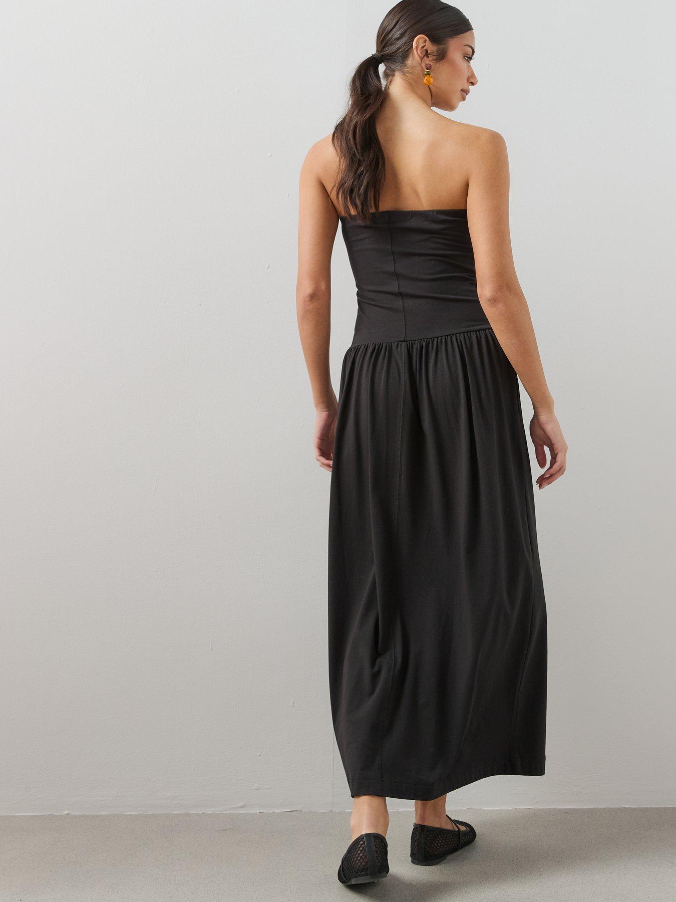 Image 2 of 7 of The Very Collection Bandau Cotton Midaxi Dress With Pockets - Black