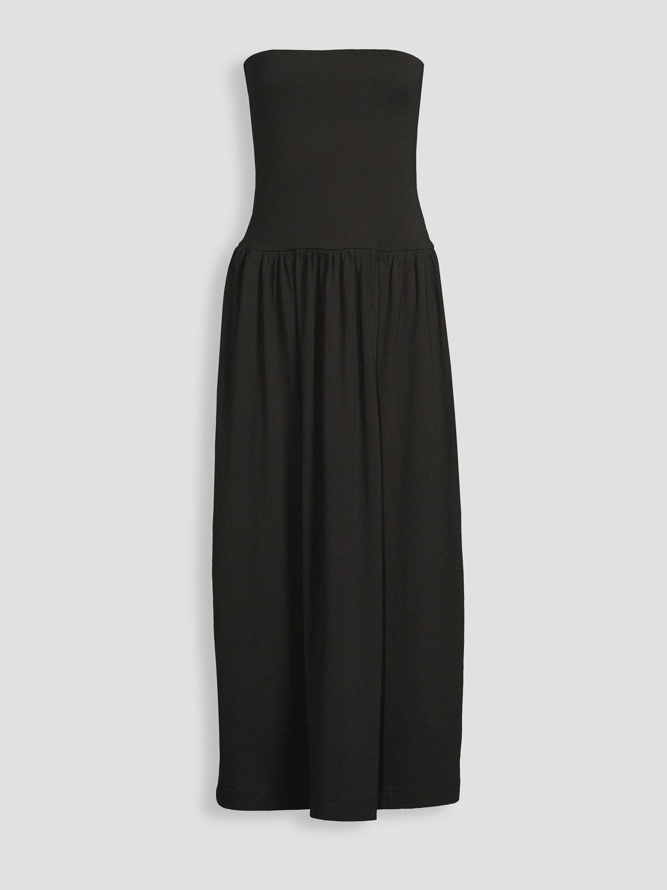 Image 7 of 7 of The Very Collection Bandau Cotton Midaxi Dress With Pockets - Black