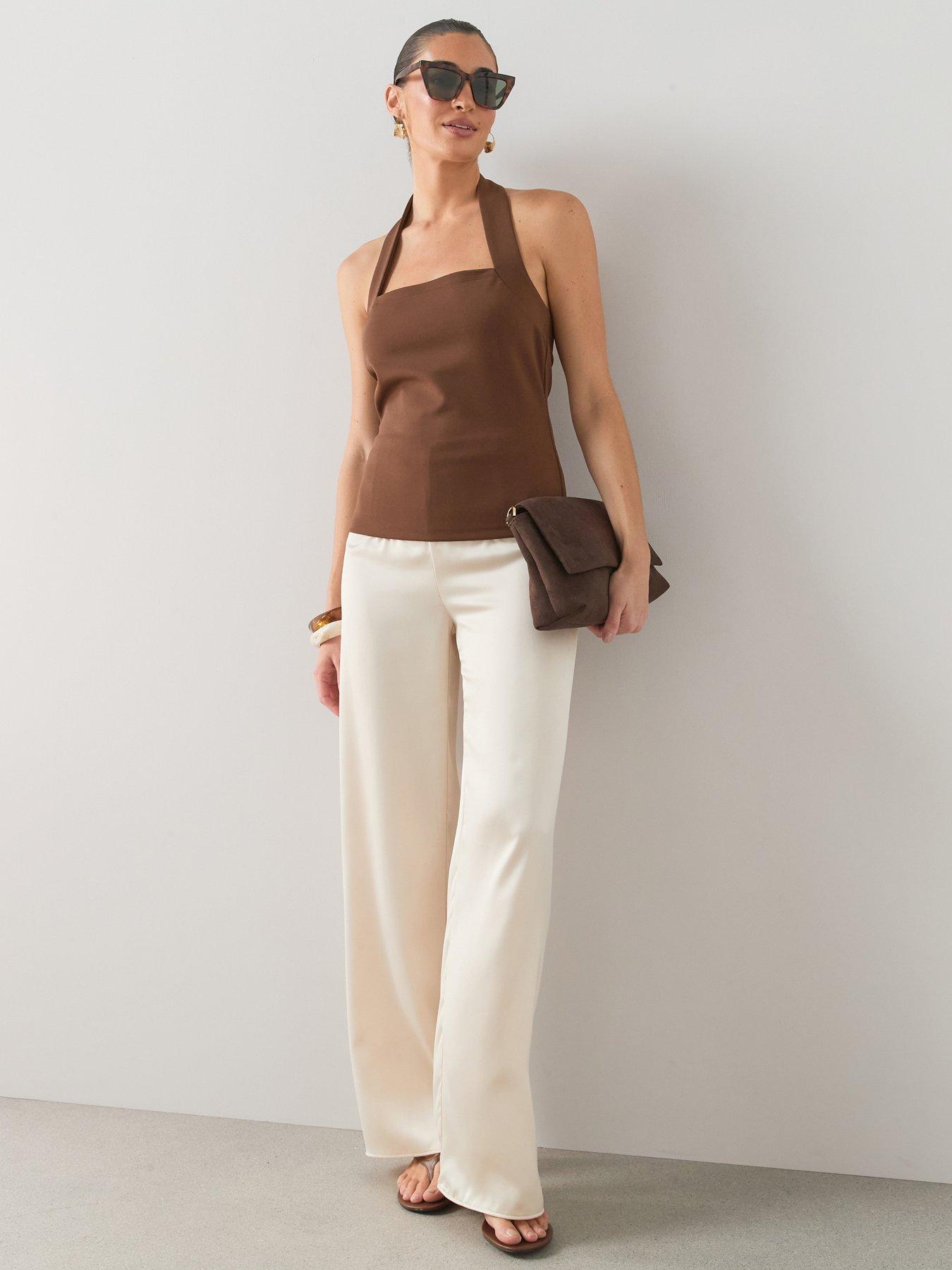 Image 3 of 7 of The Very Collection Square Neck Halter Top - Brown
