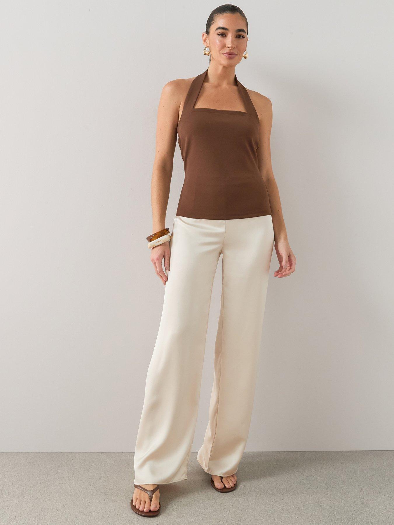 Image 6 of 7 of The Very Collection Square Neck Halter Top - Brown