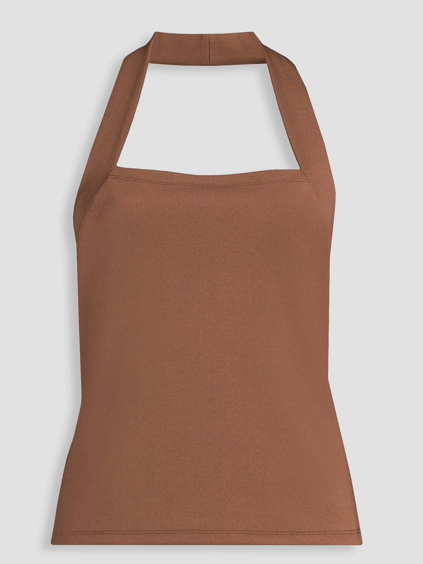 Image 7 of 7 of The Very Collection Square Neck Halter Top - Brown