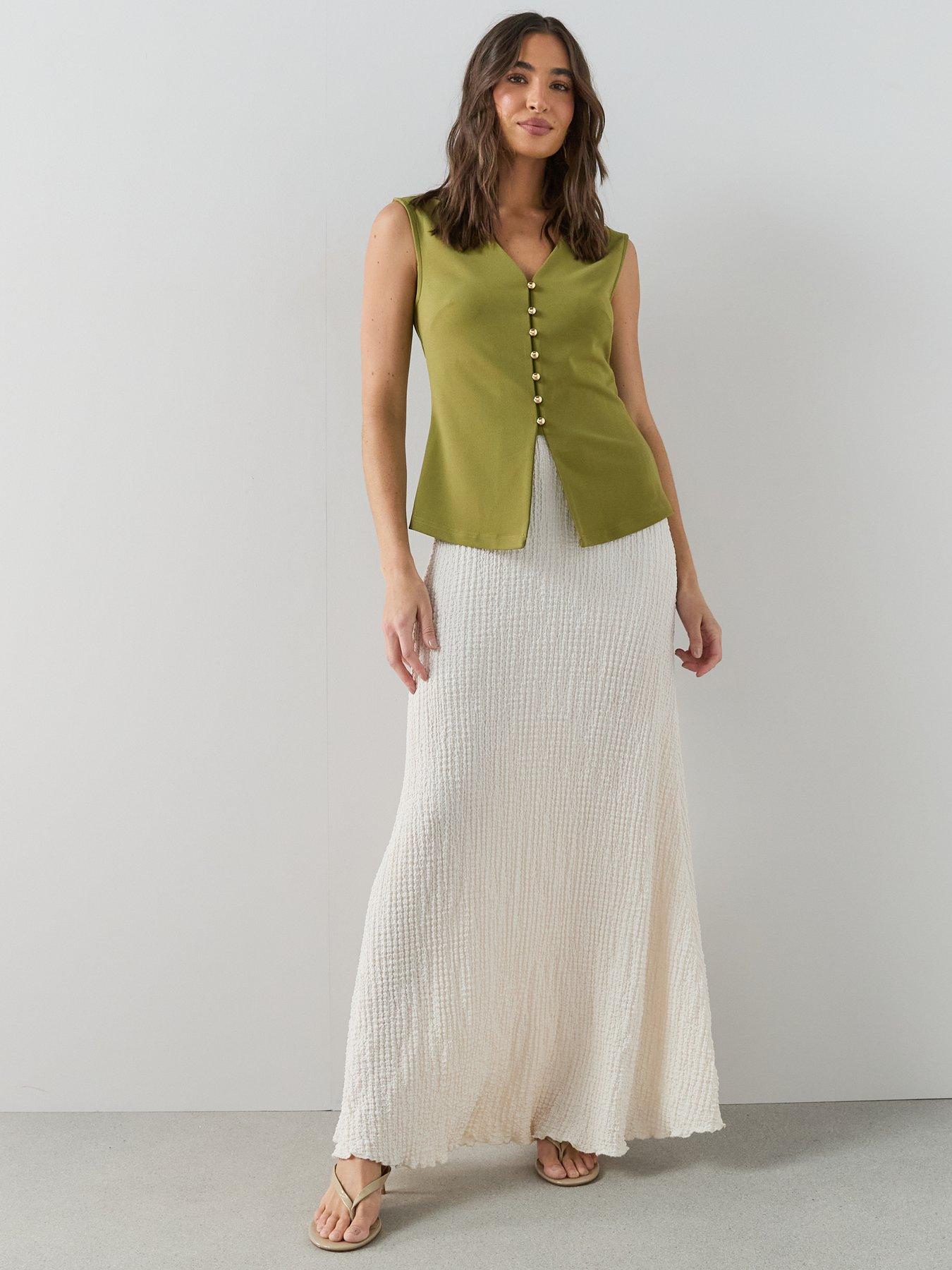 Image 3 of 7 of The Very Collection Button Through Sleeveless Top - Green
