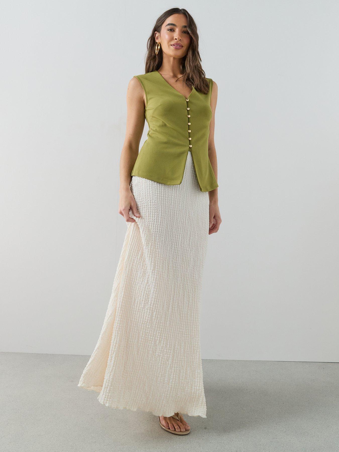 Image 6 of 7 of The Very Collection Button Through Sleeveless Top - Green