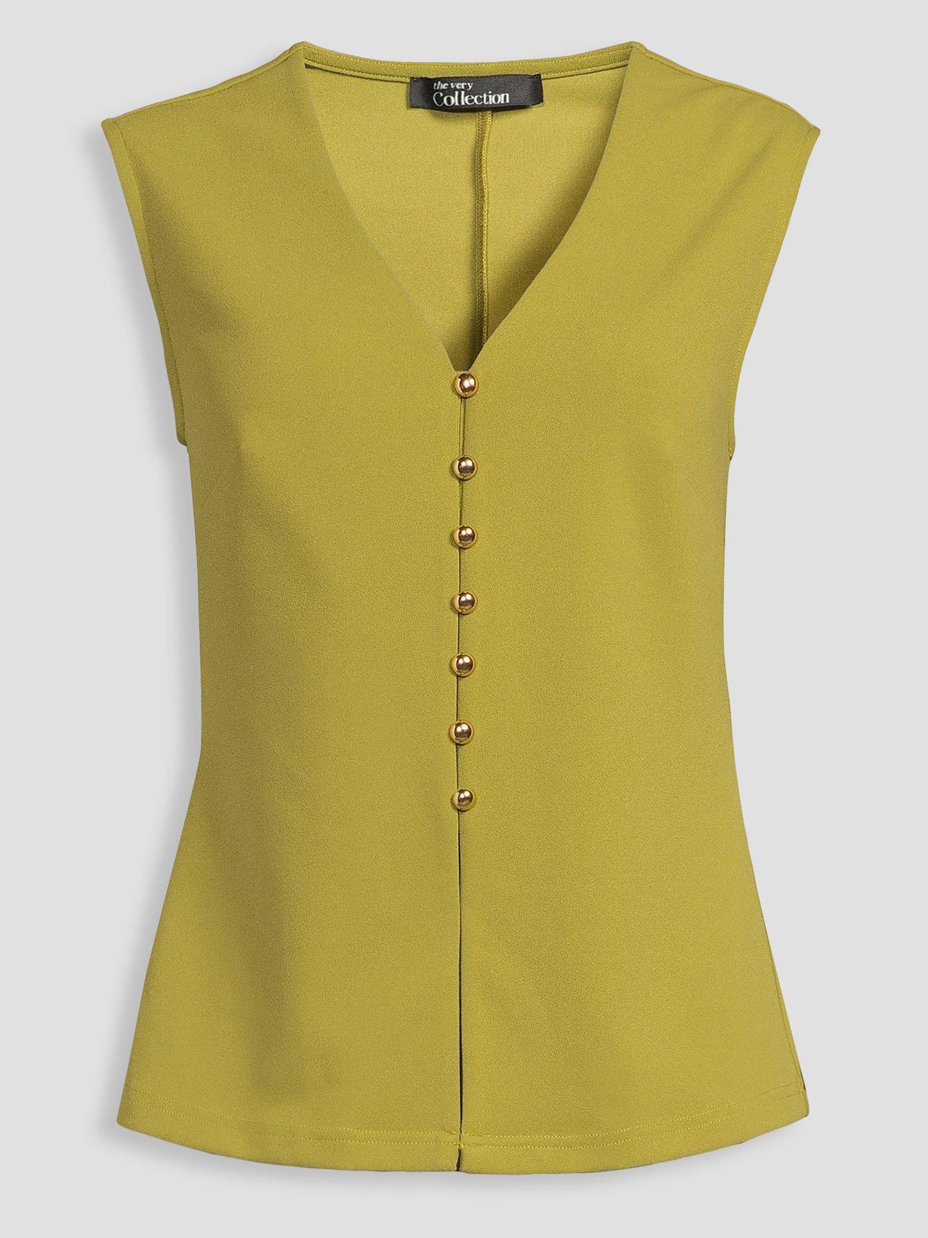 Image 7 of 7 of The Very Collection Button Through Sleeveless Top - Green