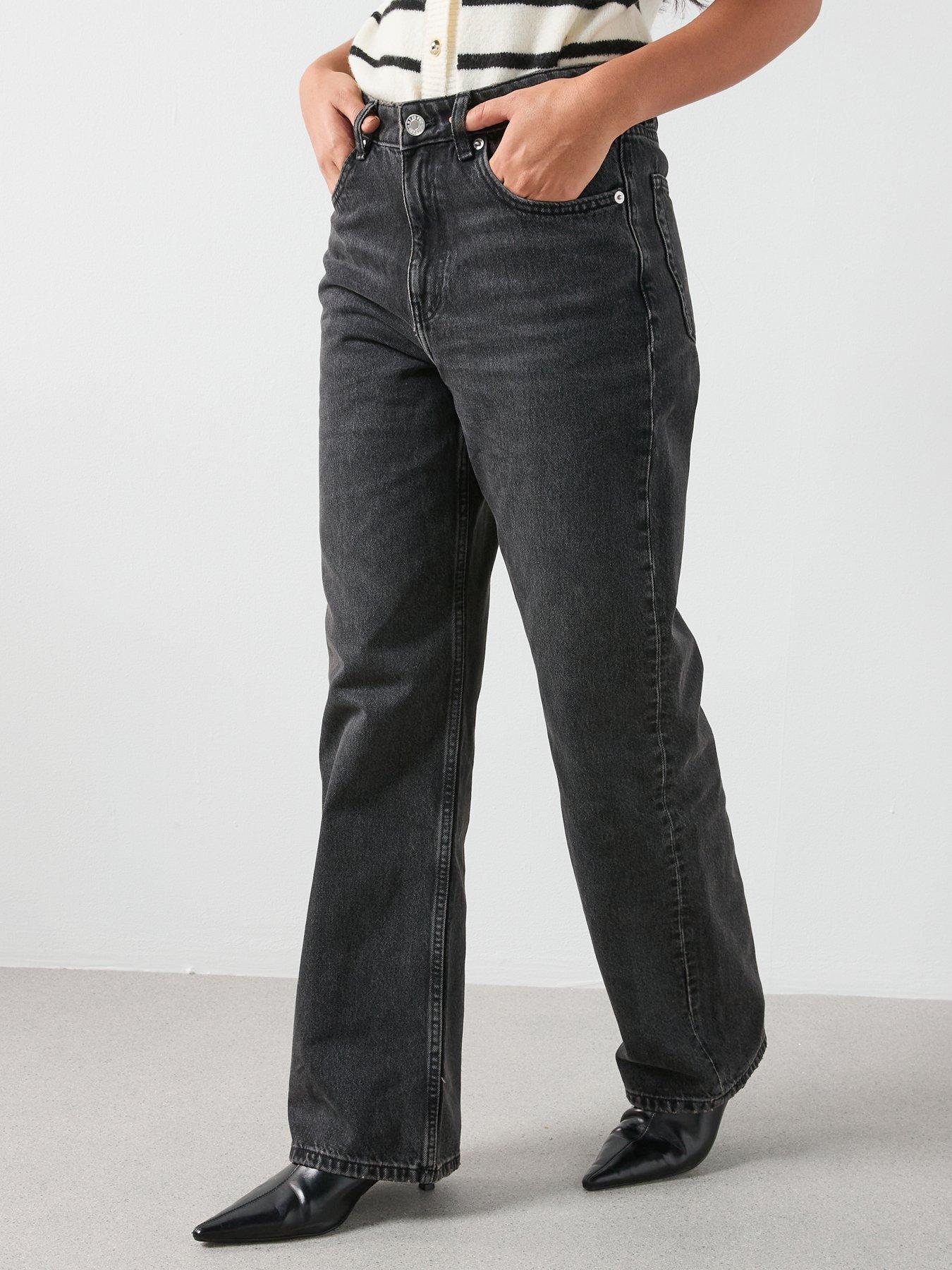 Mango Straight Low-Waist Jeans - Grey