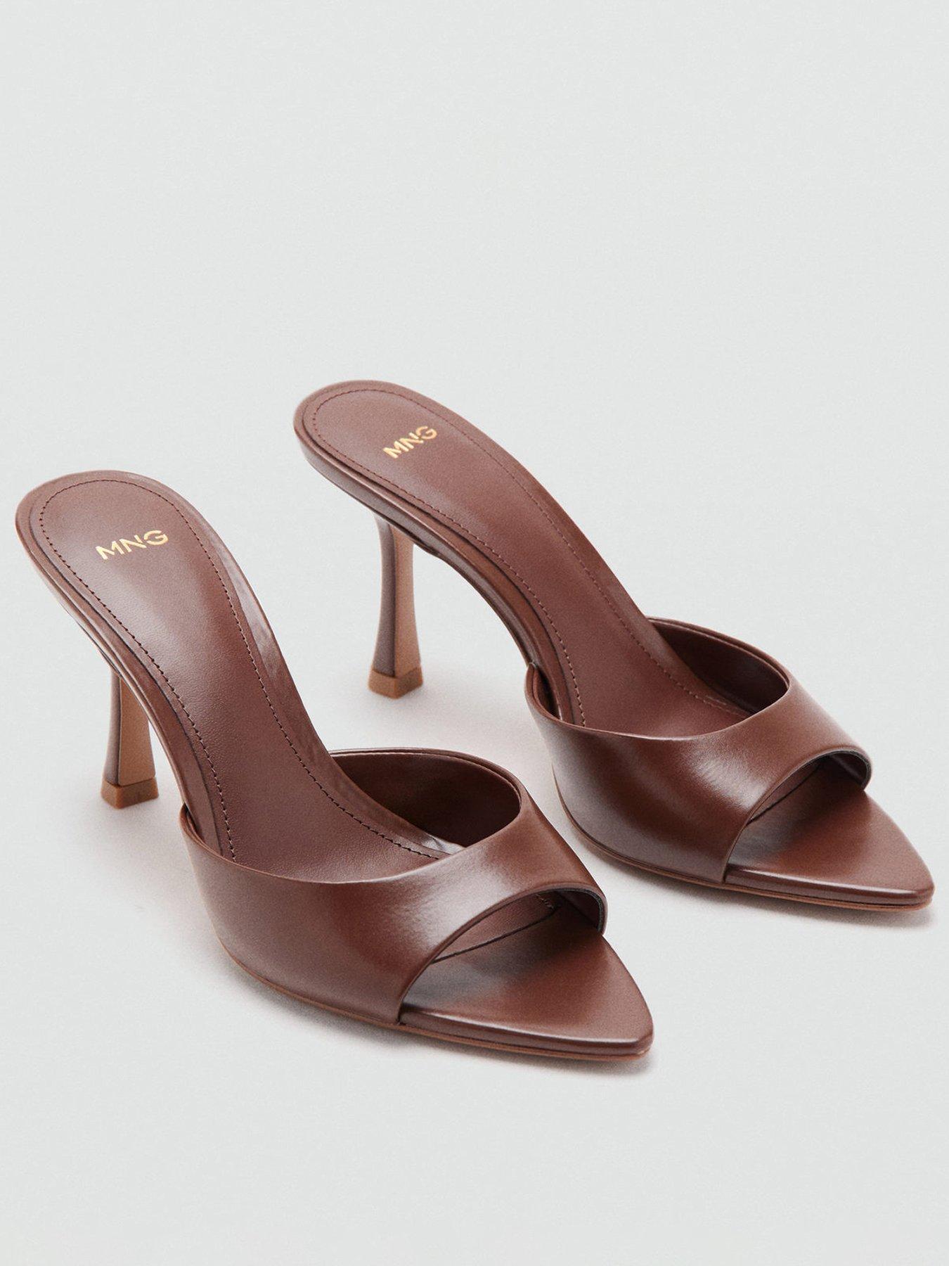 Mango Pointed Heel Sandals - Brown