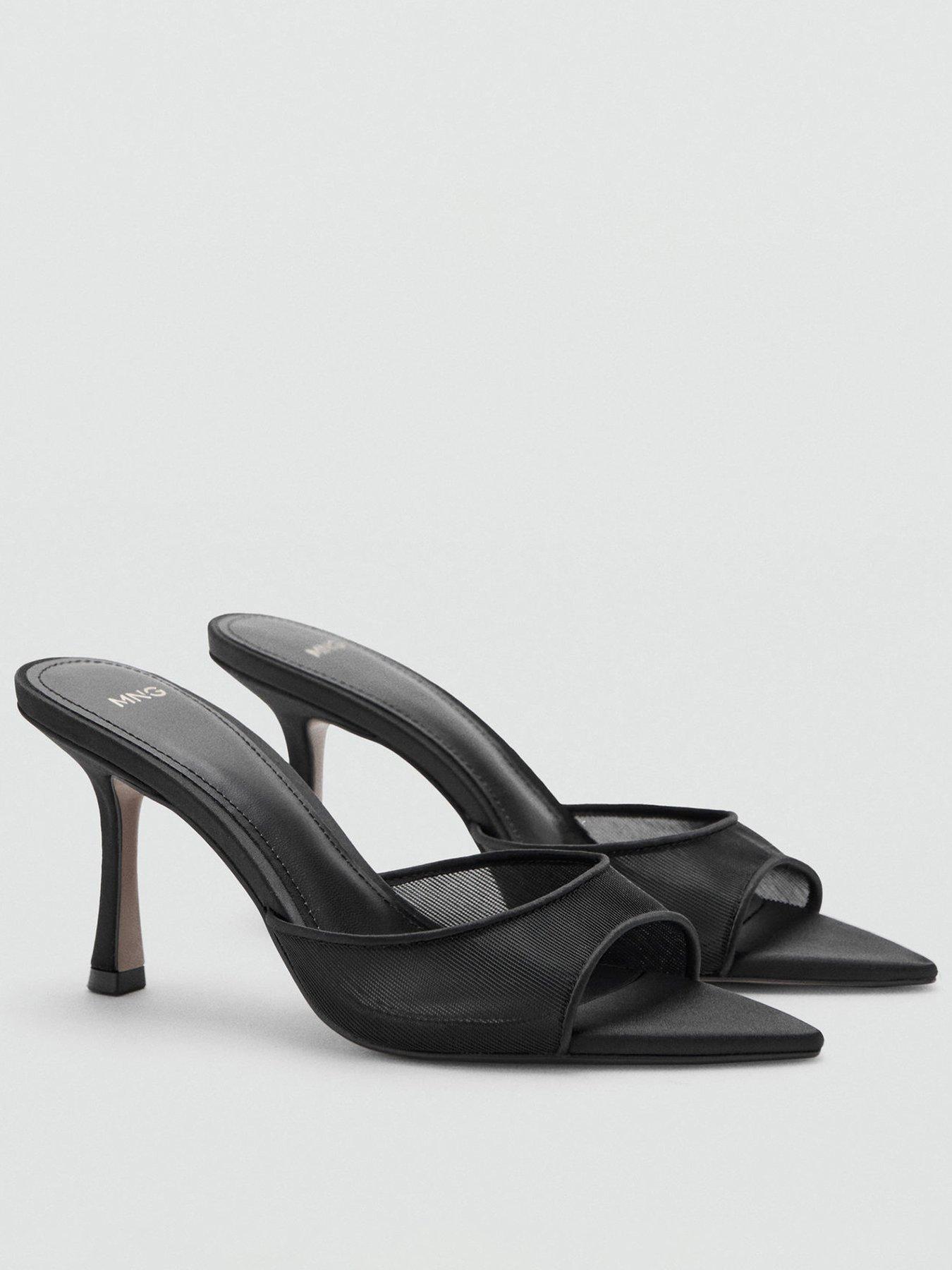 Image 1 of 5 of Mango Pointed Heel Sandals - Black