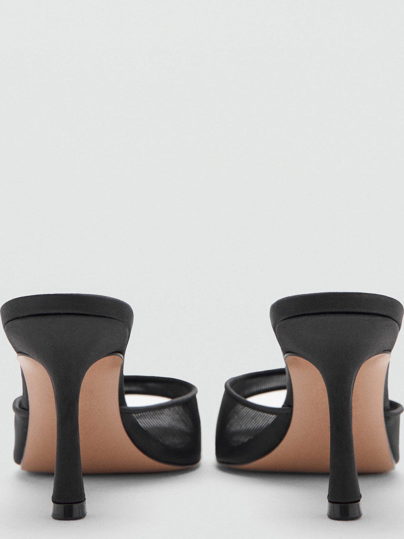 Image 4 of 5 of Mango Pointed Heel Sandals - Black
