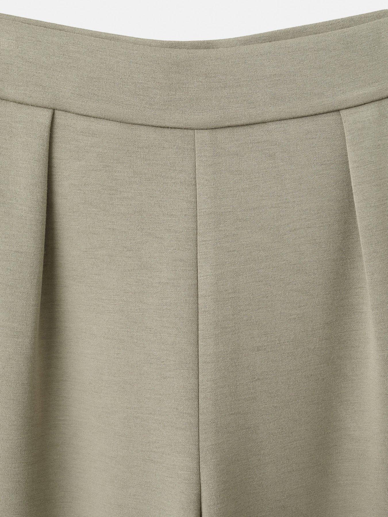 Image 5 of 6 of Mango Straight-Fit Trousers With Elastic Waist - Khaki