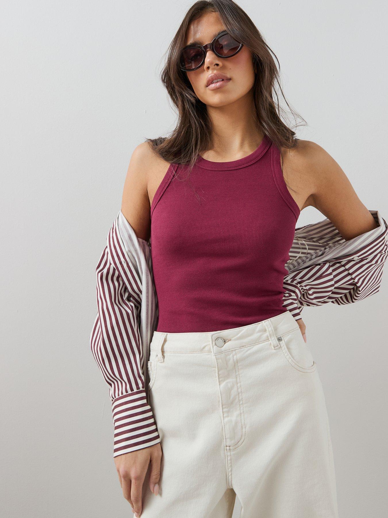 The Very Collection Rib Racer Vest - Maroon