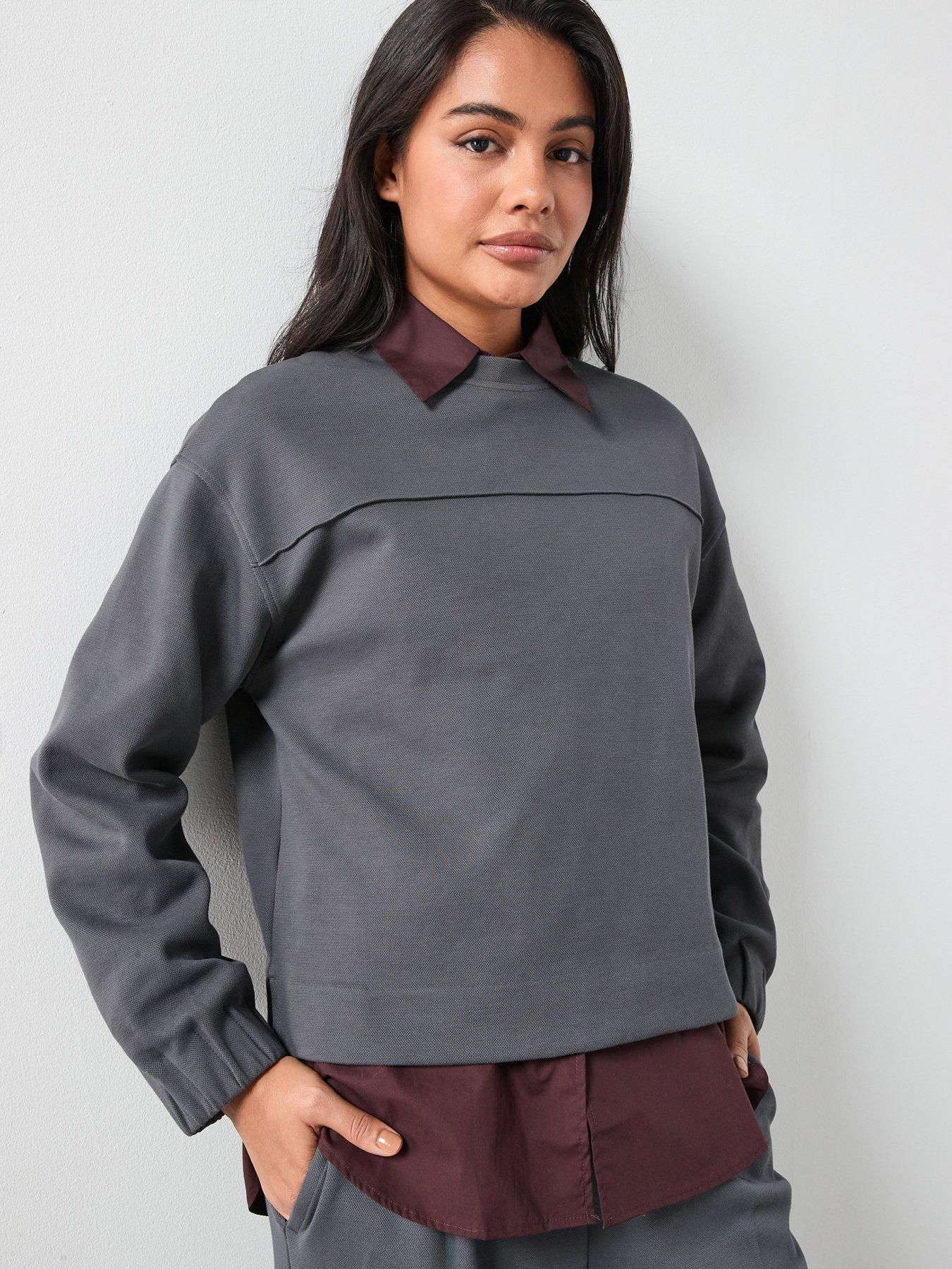 Mango Ruched Sleeve Sweatshirt - Blue