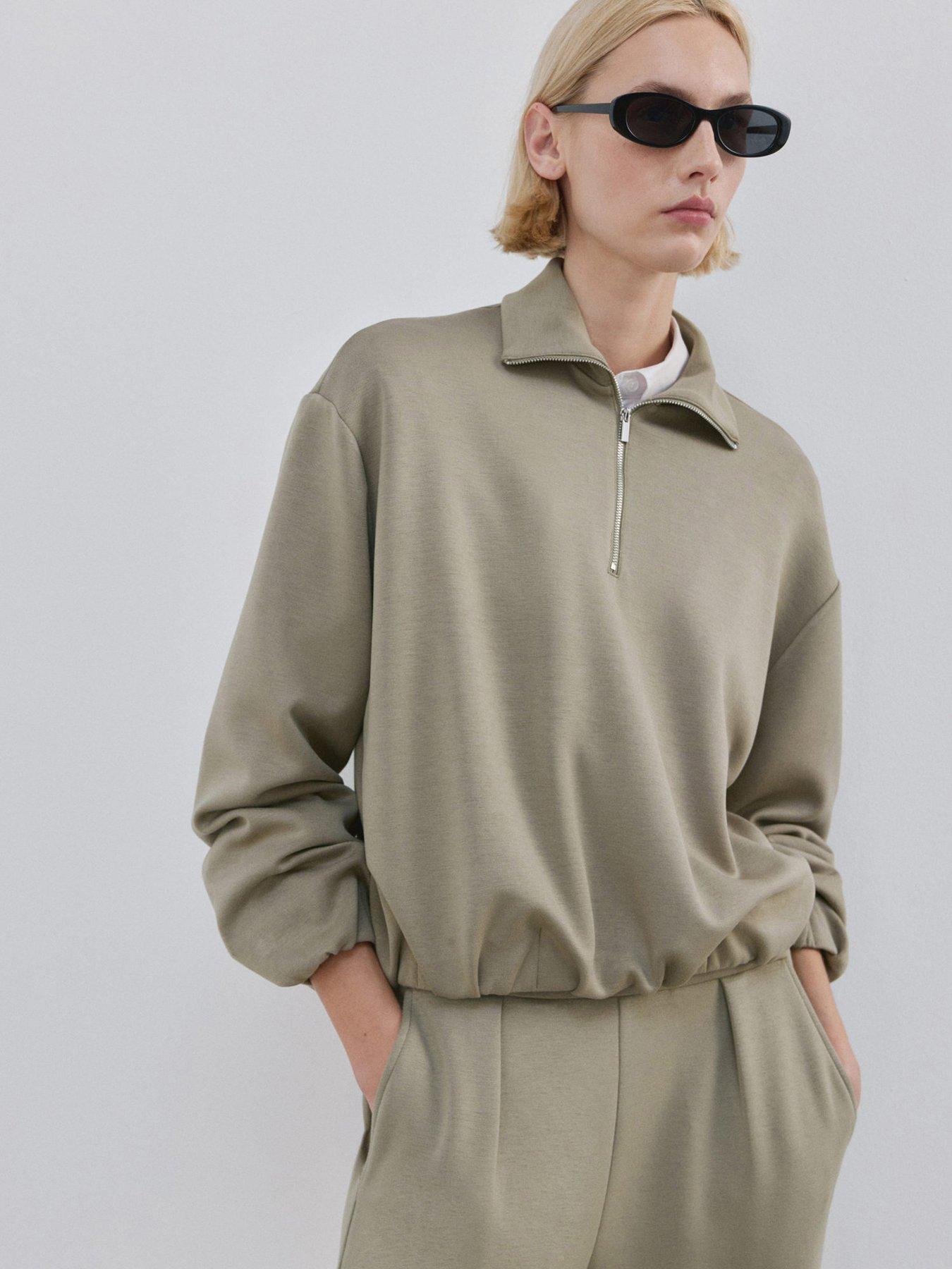 Mango Balloon Sweatshirt With High Collar - Khaki