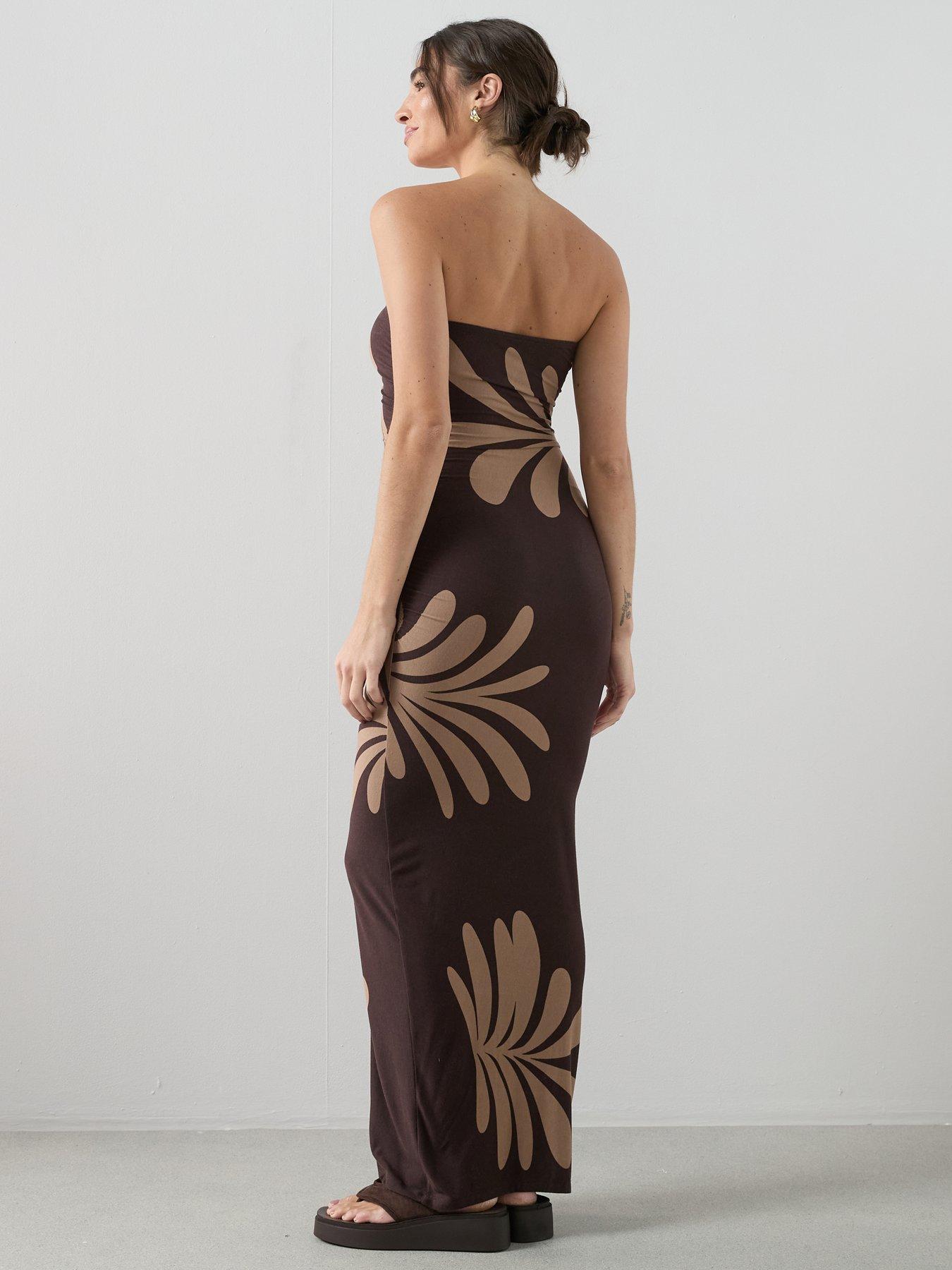latex dress brown Kristin Dress in Brown Stretch Suede XS main image 1