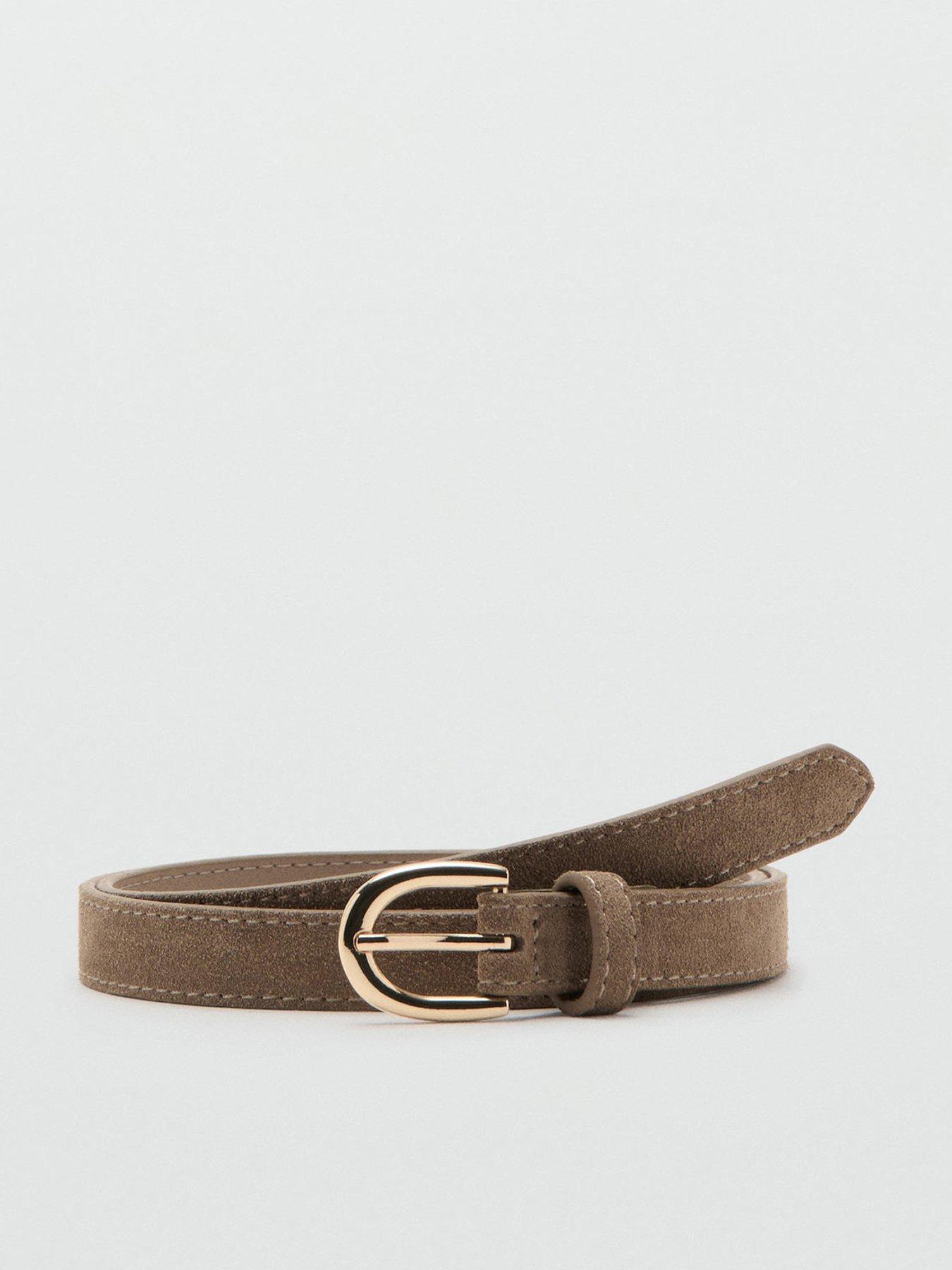 Image 1 of 5 of Mango Suede Leather Belt - Brown