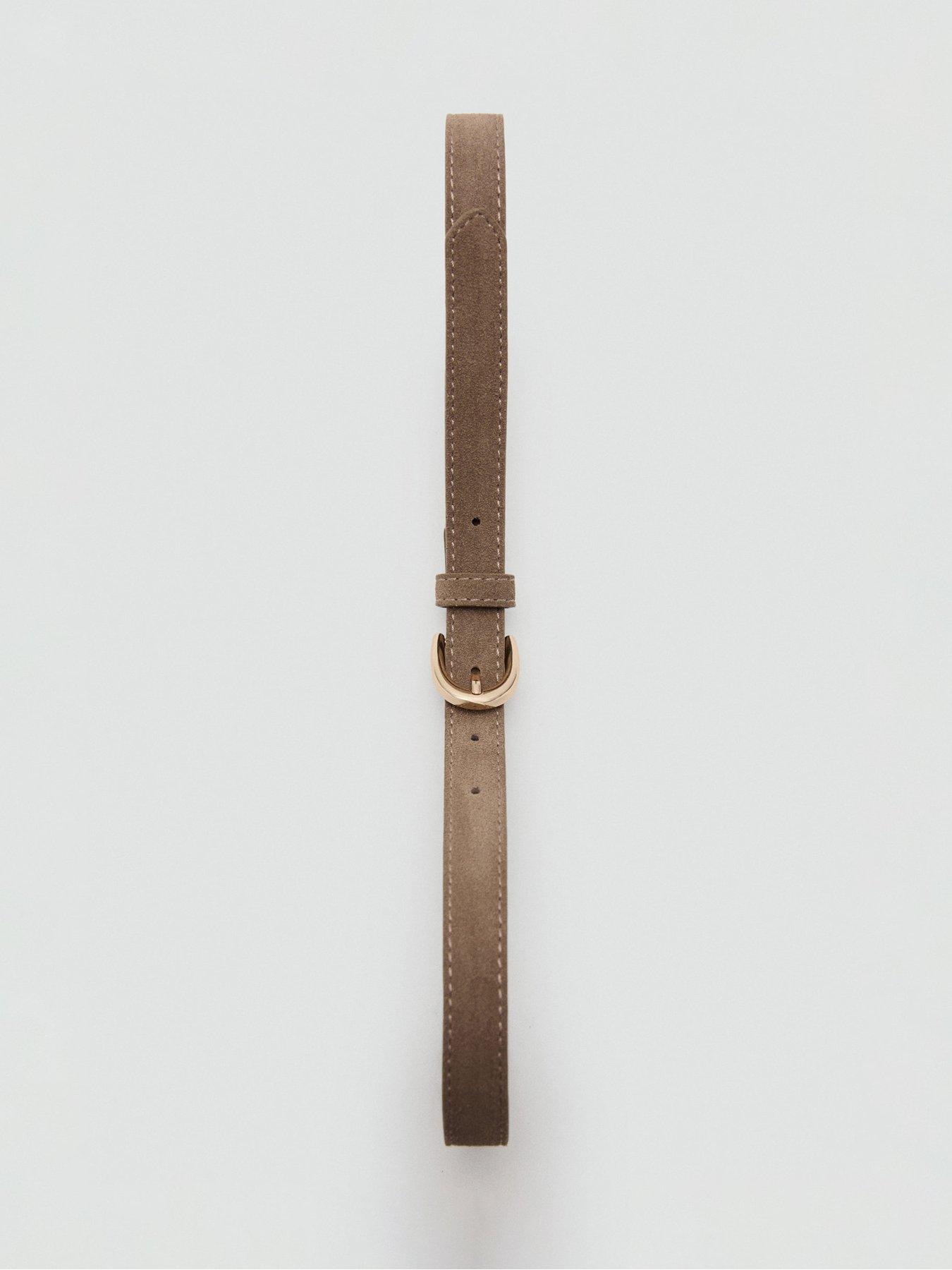 Image 2 of 5 of Mango Suede Leather Belt - Brown