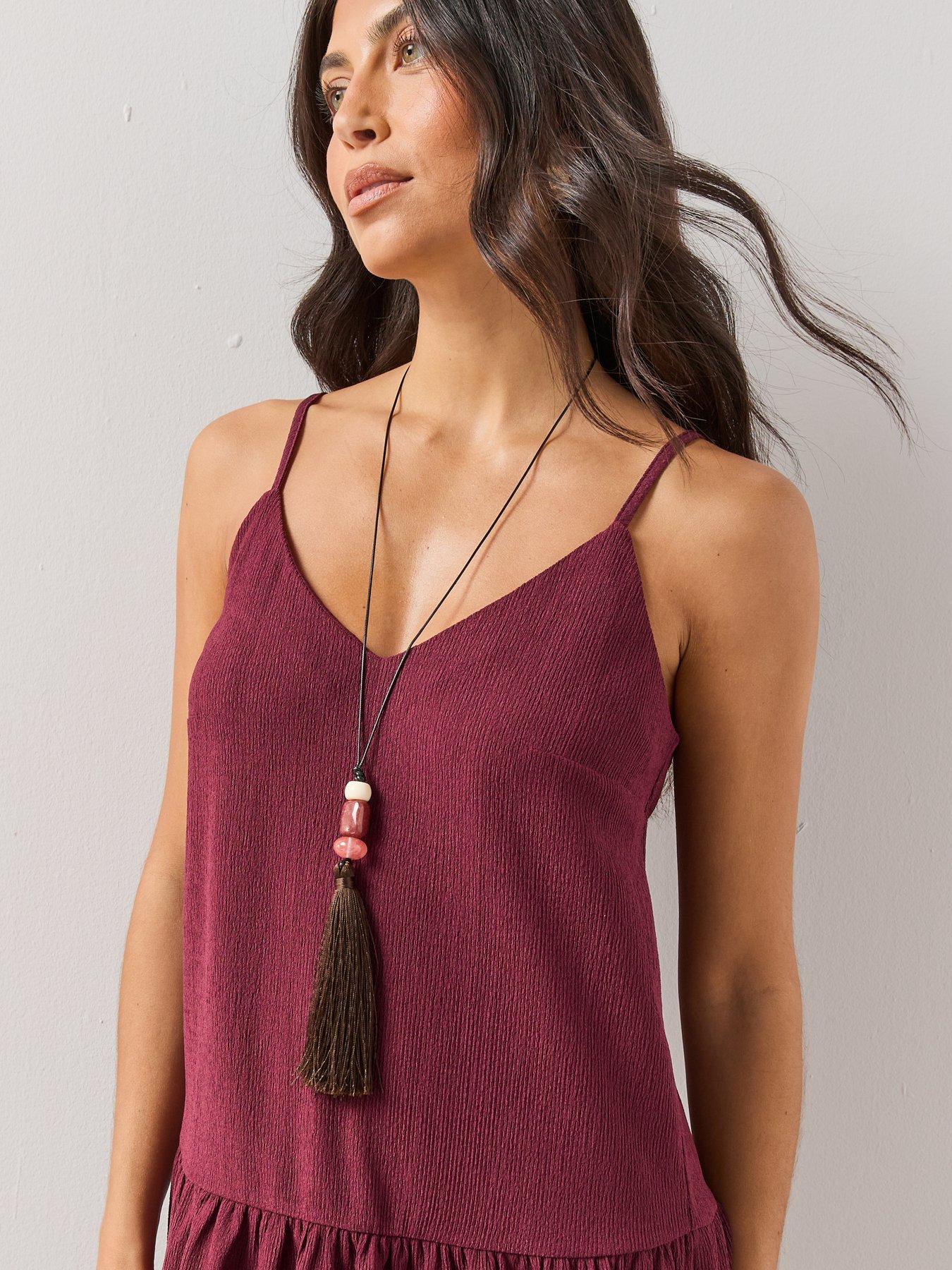 Image 4 of 6 of The Very Collection Textured Stretch Cami Mini Dress - Maroon