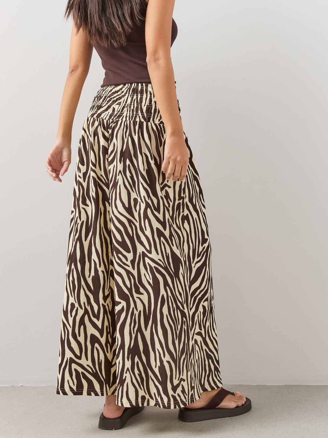 Image 2 of 7 of The Very Collection Printed Textured Stretch Maxi Skirt - Brown