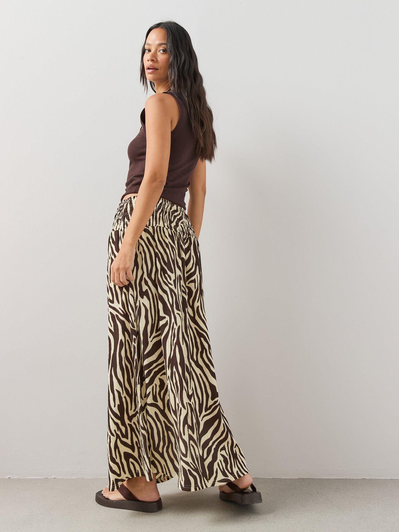 Image 5 of 7 of The Very Collection Printed Textured Stretch Maxi Skirt - Brown