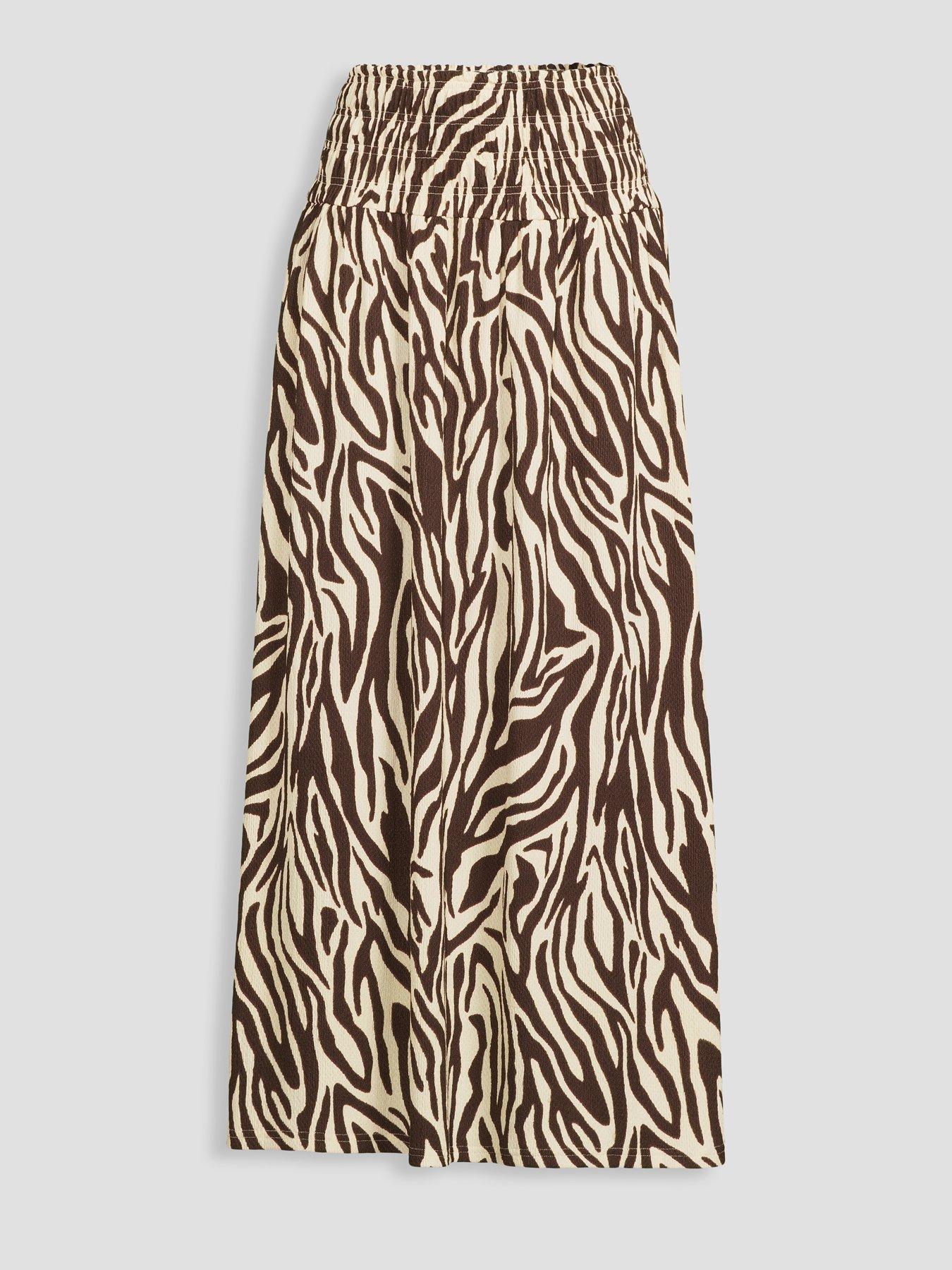 Image 7 of 7 of The Very Collection Printed Textured Stretch Maxi Skirt - Brown