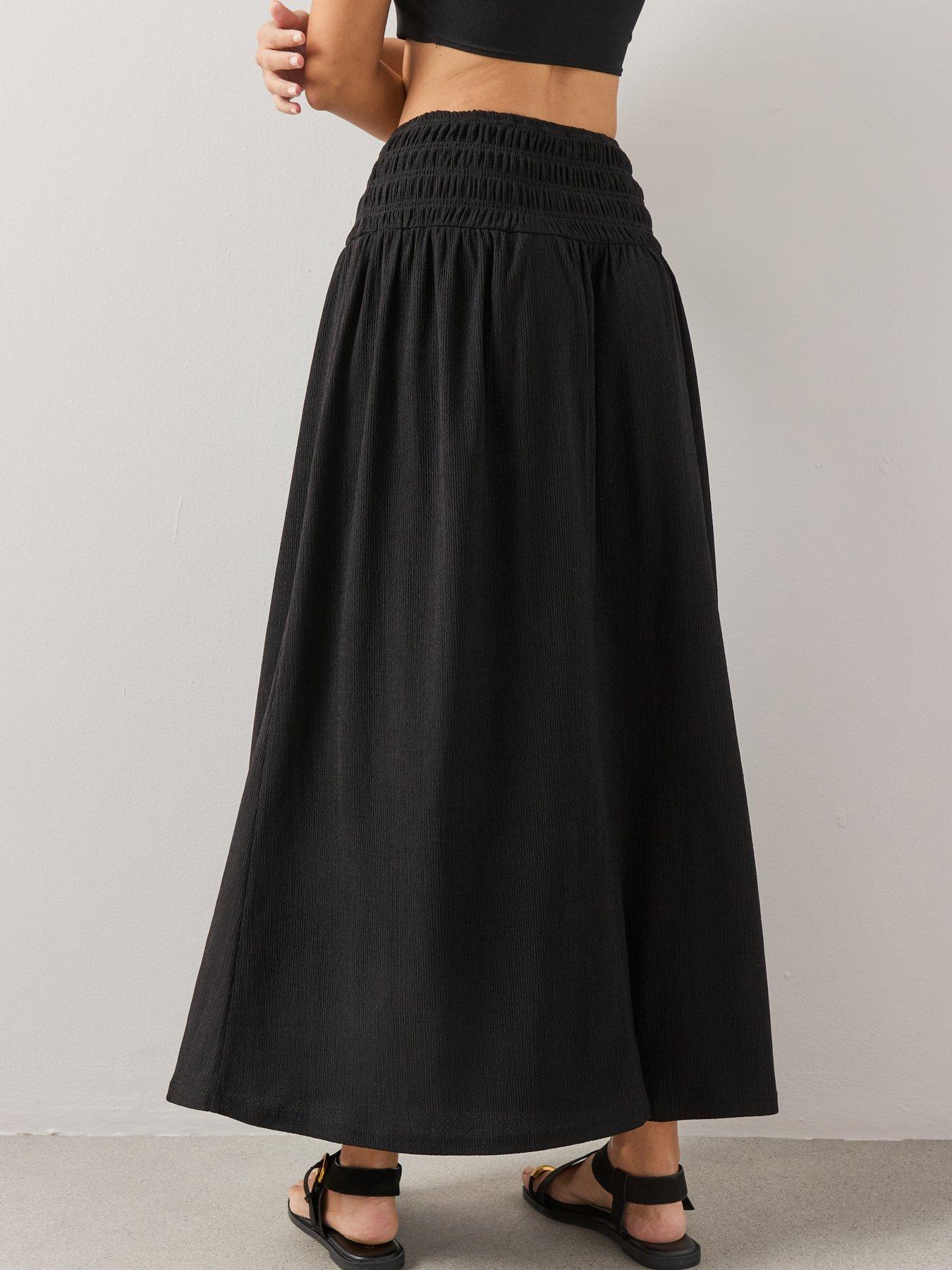 Image 2 of 7 of The Very Collection Textured Stretch Maxi Skirt - Black