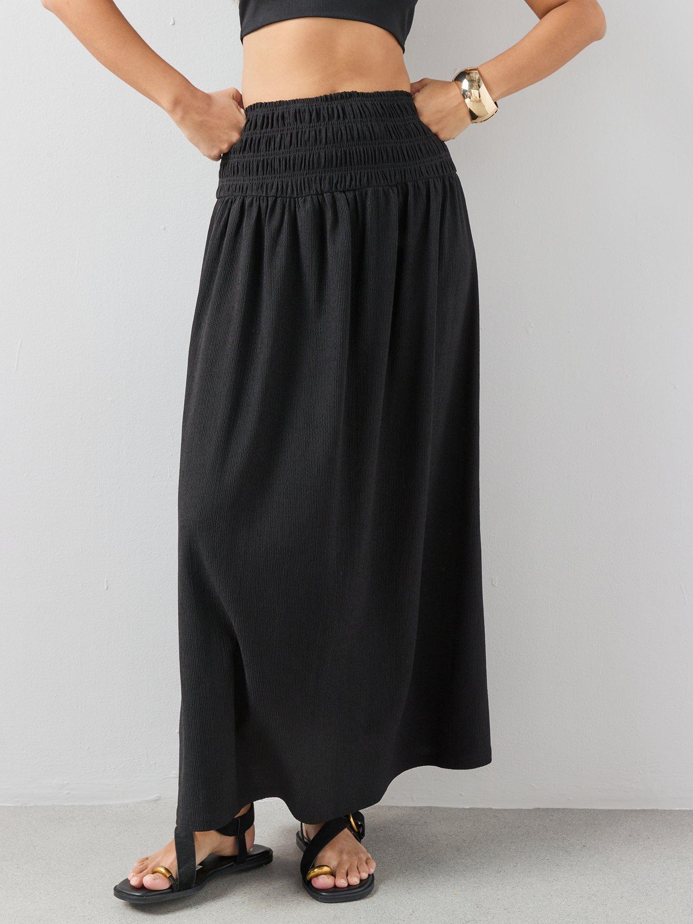 Image 3 of 7 of The Very Collection Textured Stretch Maxi Skirt - Black