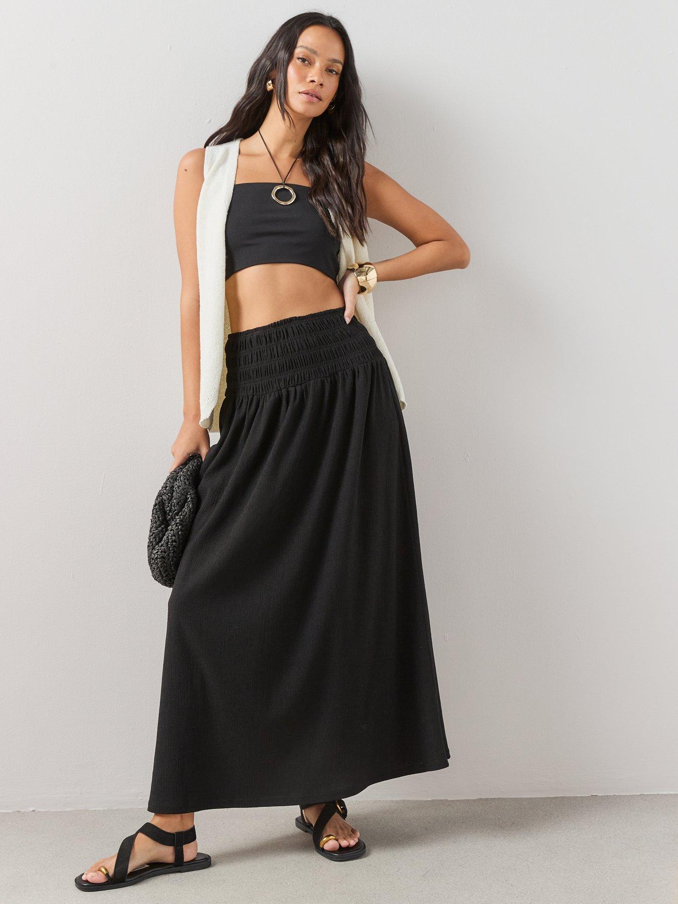 Image 5 of 7 of The Very Collection Textured Stretch Maxi Skirt - Black