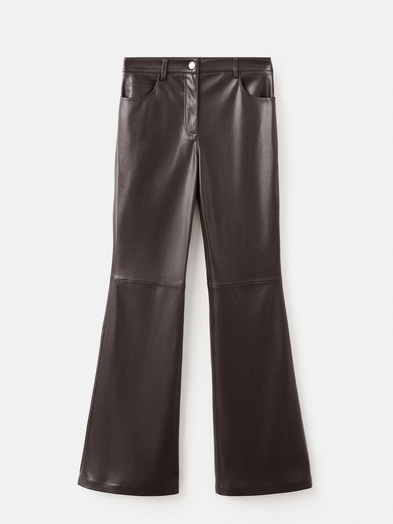 Image 5 of 5 of Mango Faux-leather Flared Trousers - Brown
