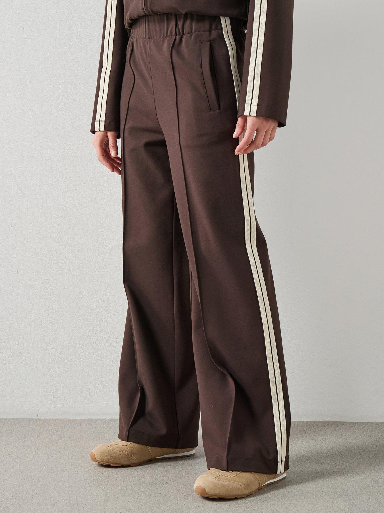 mango-contrast-stripe-straight-trousers-brown