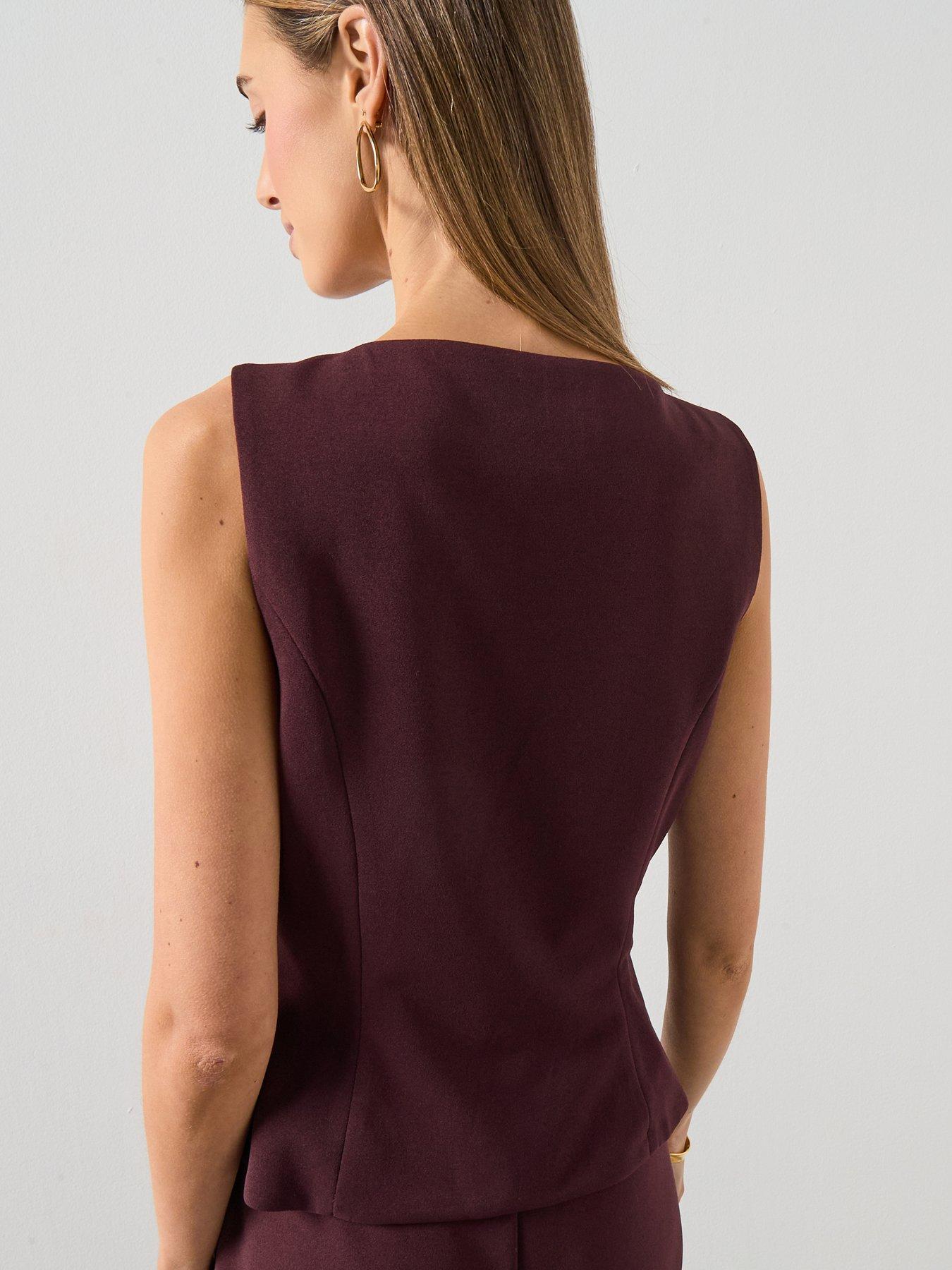 Image 2 of 6 of Mango Suit Waistcoat With Buttons - Red