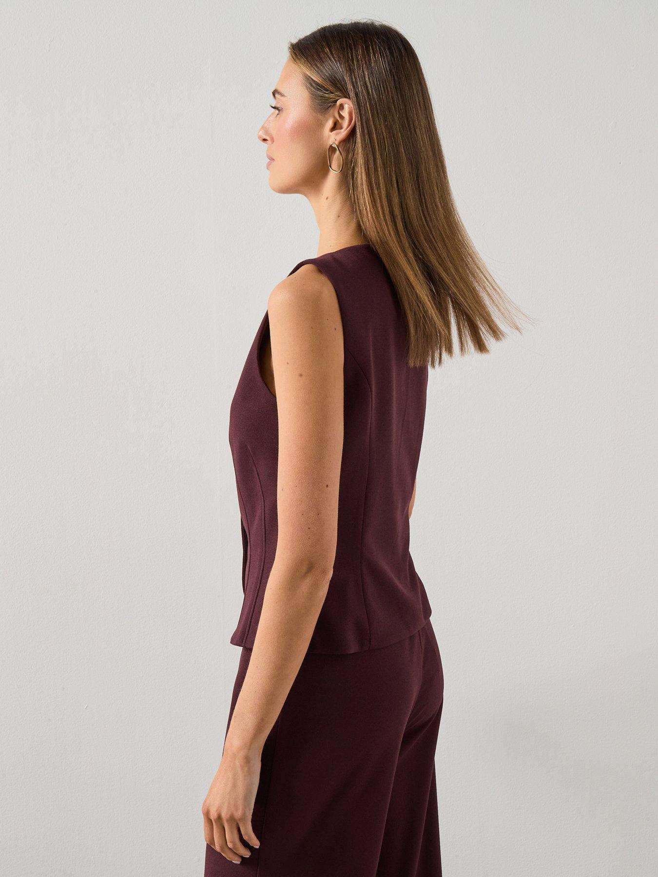 Image 4 of 6 of Mango Suit Waistcoat With Buttons - Red